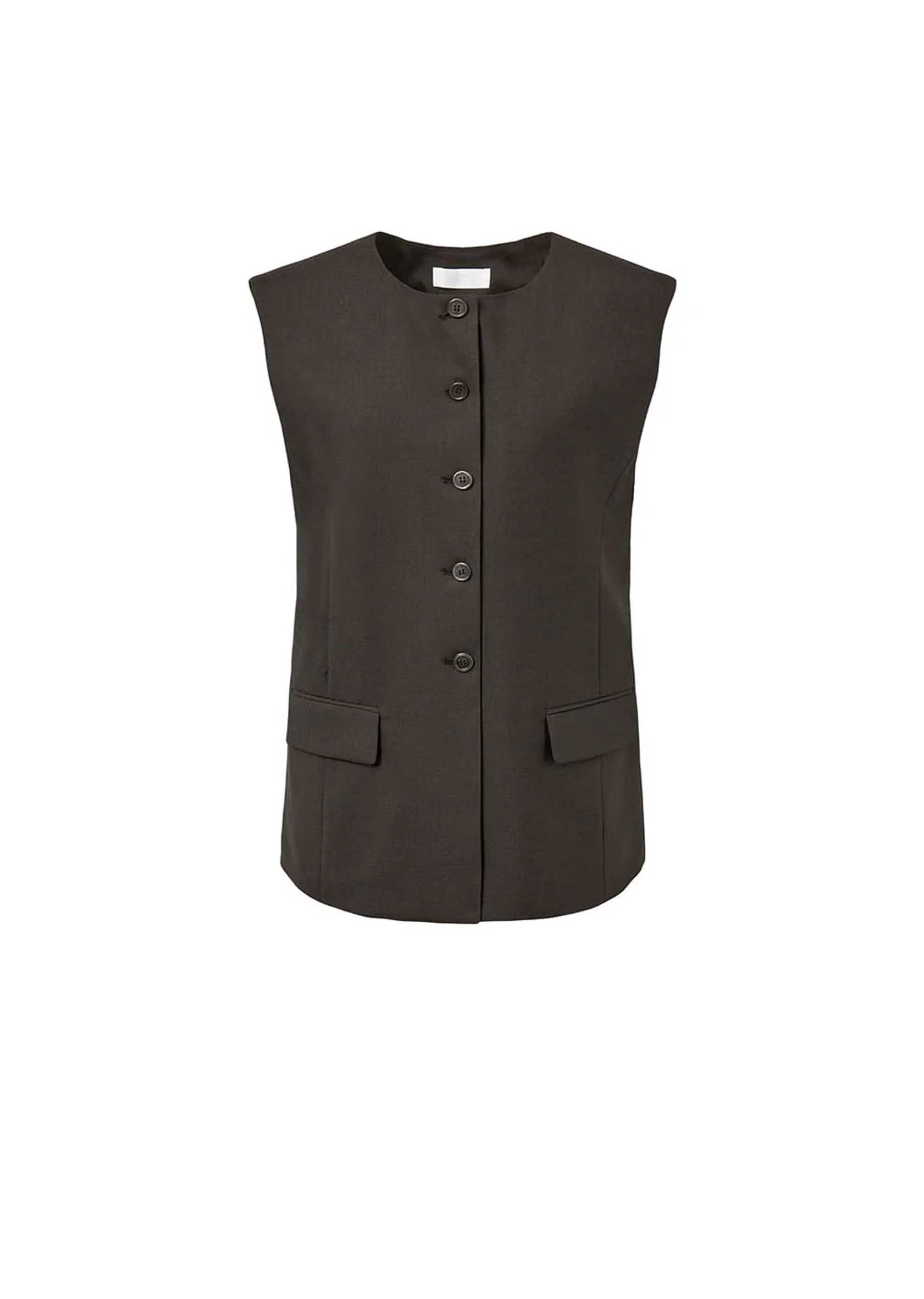 ブルゾン T Coat Brown Oversize Vest With Button Closure Women's Oversized Sleeveless Zipper Button Puffer Vest