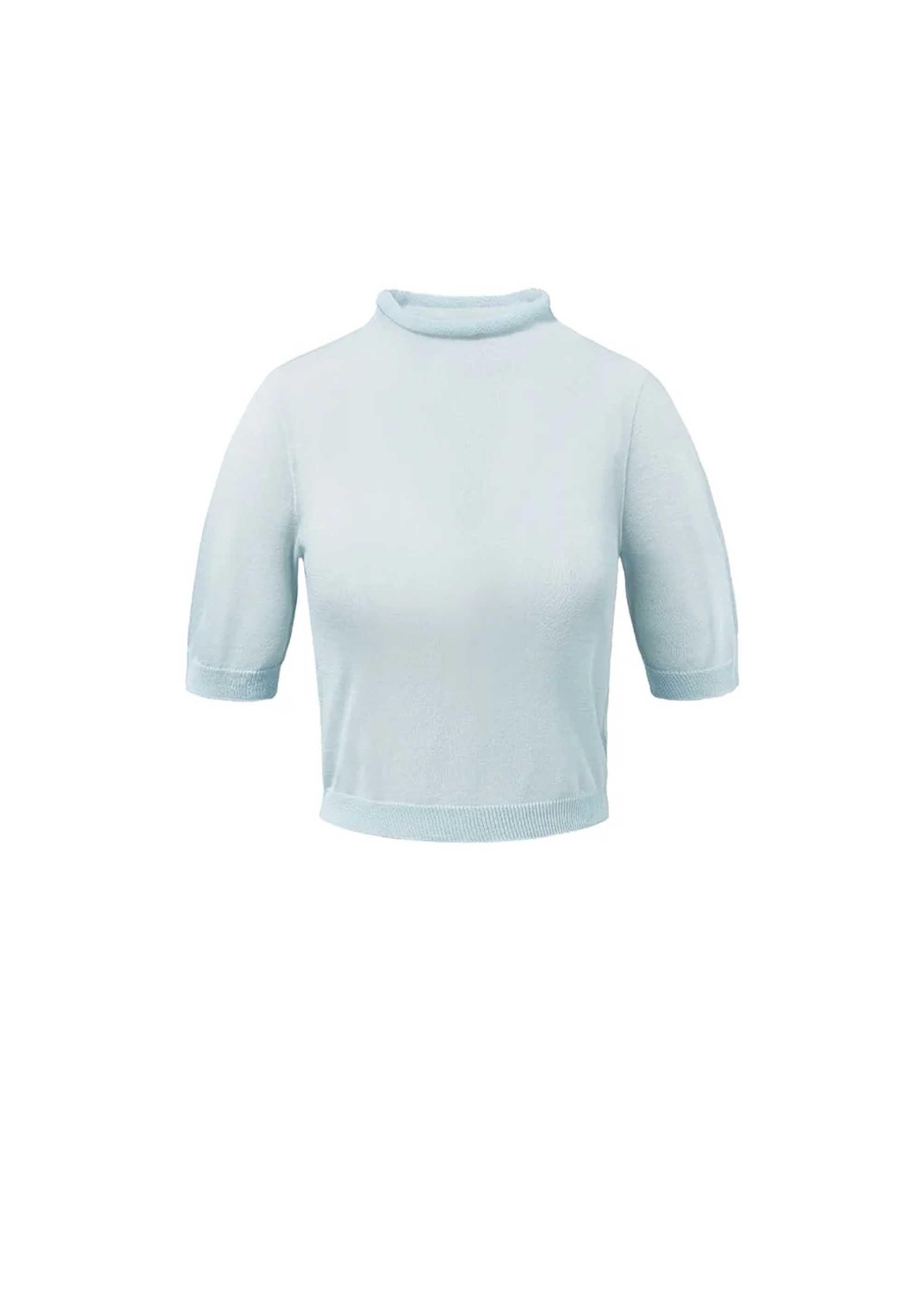 新品AMOMENT sheer cropped knit AMOMENTO: Blue Sheer Cropped Knit | 157Moments