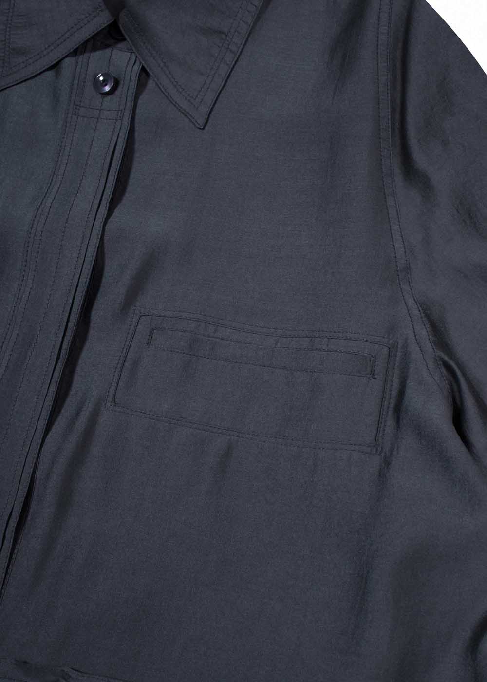 Navy Semi-Sheer Belted Shirt