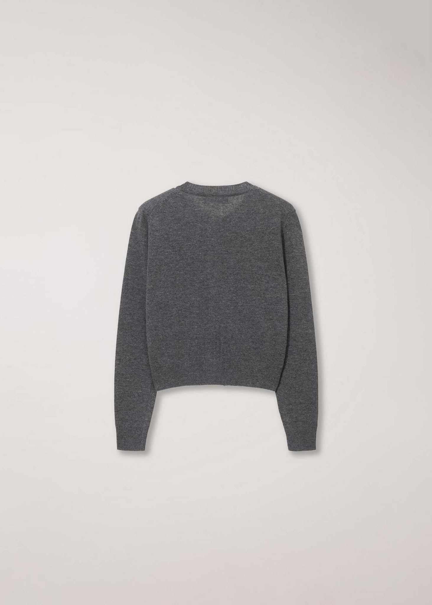 Grey Round-Neck Wool Cardigan