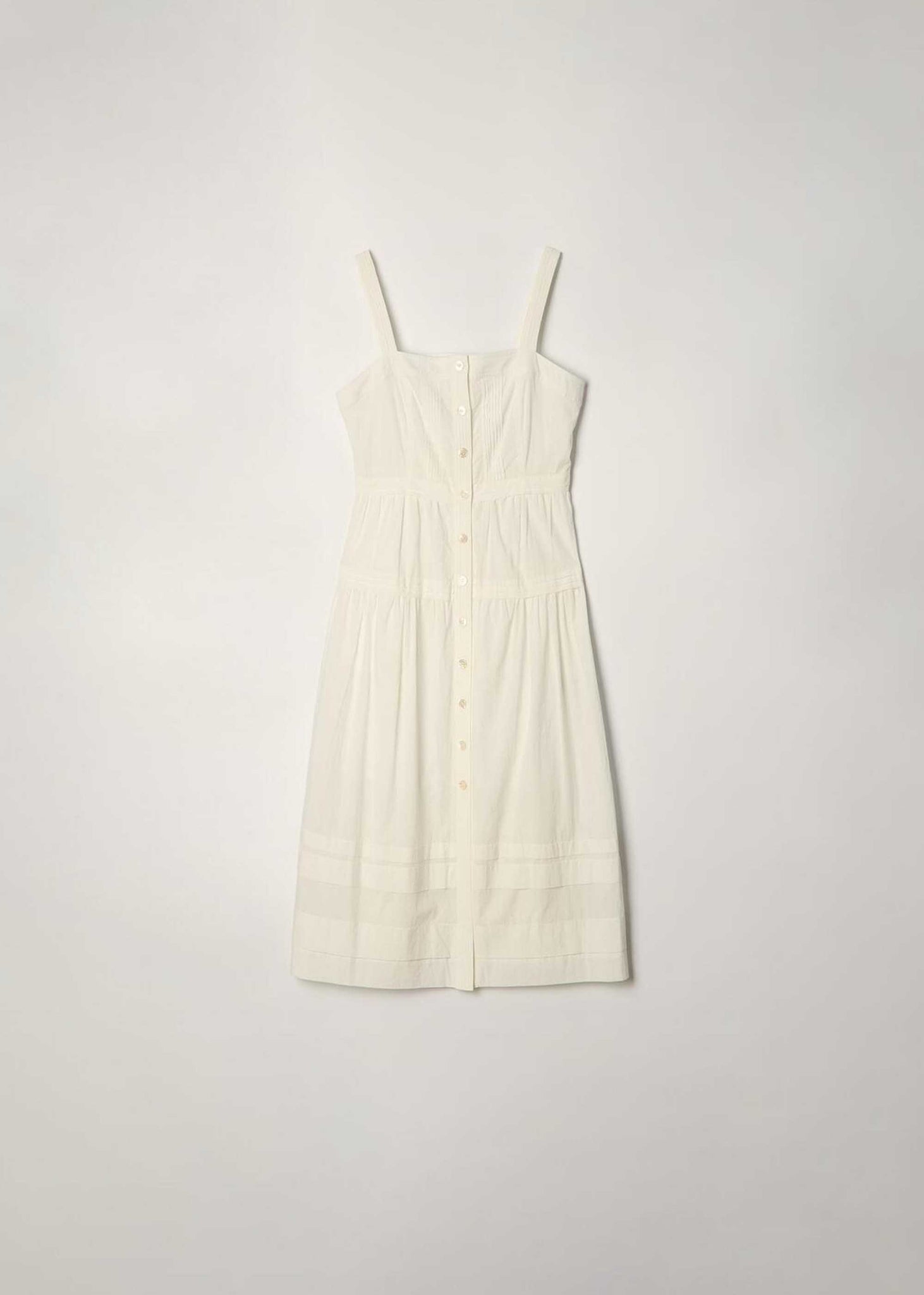 Off-White Square-Neck Buttoned Midi Dress