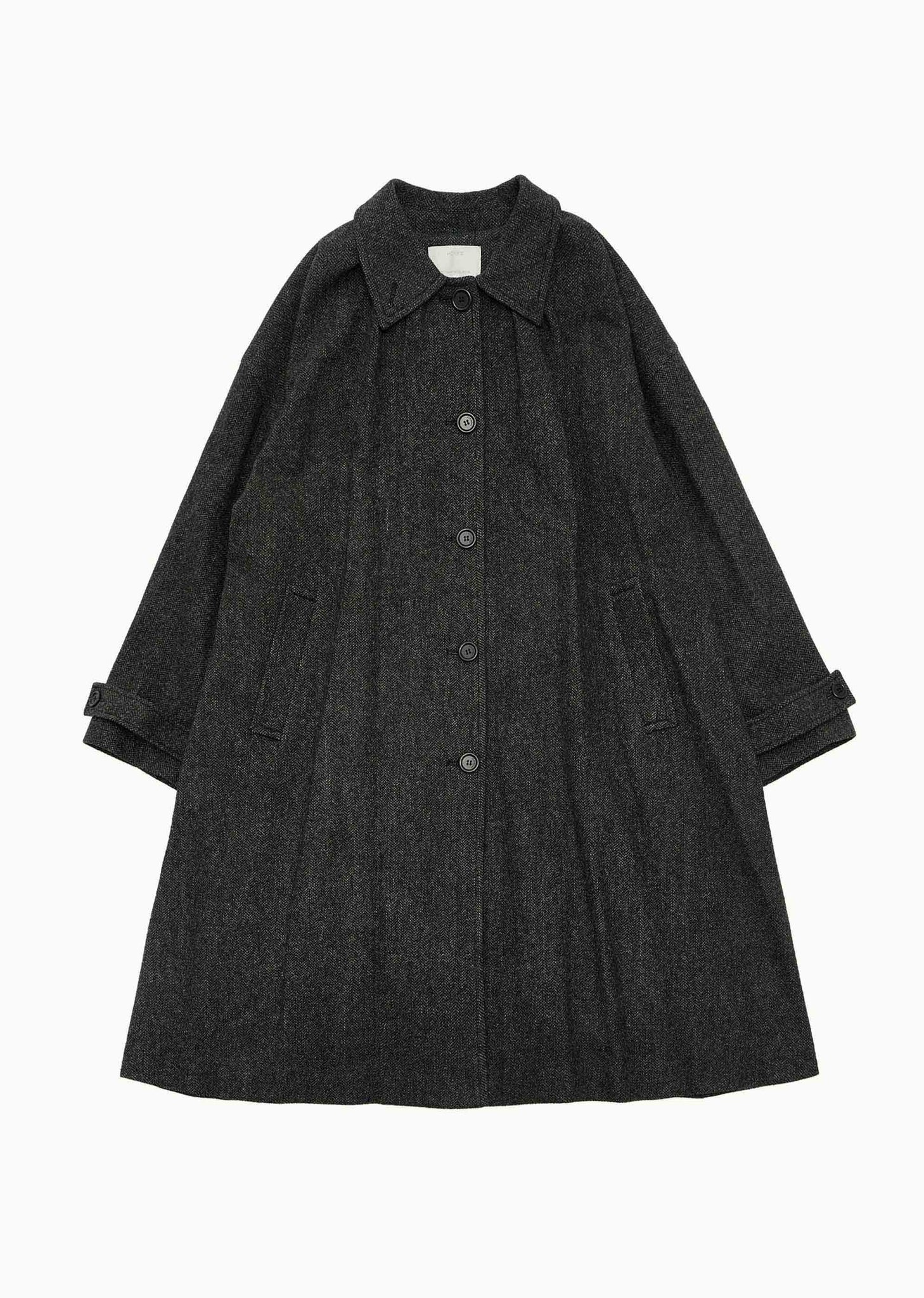 Charcoal Pleated Wool Coat