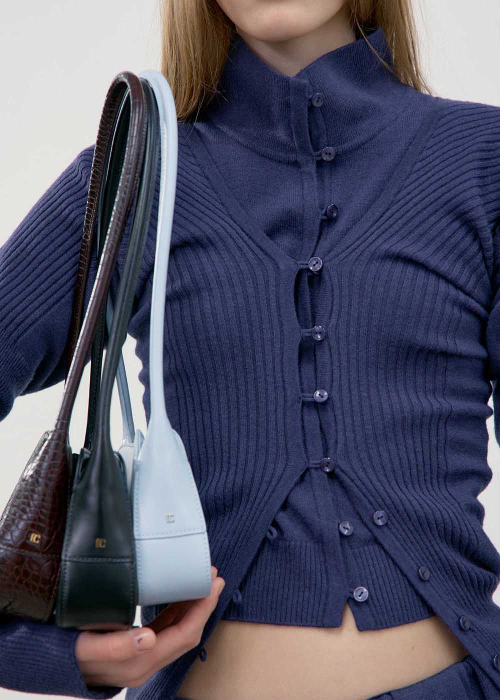 Navy V-Neck Knit Cardigan