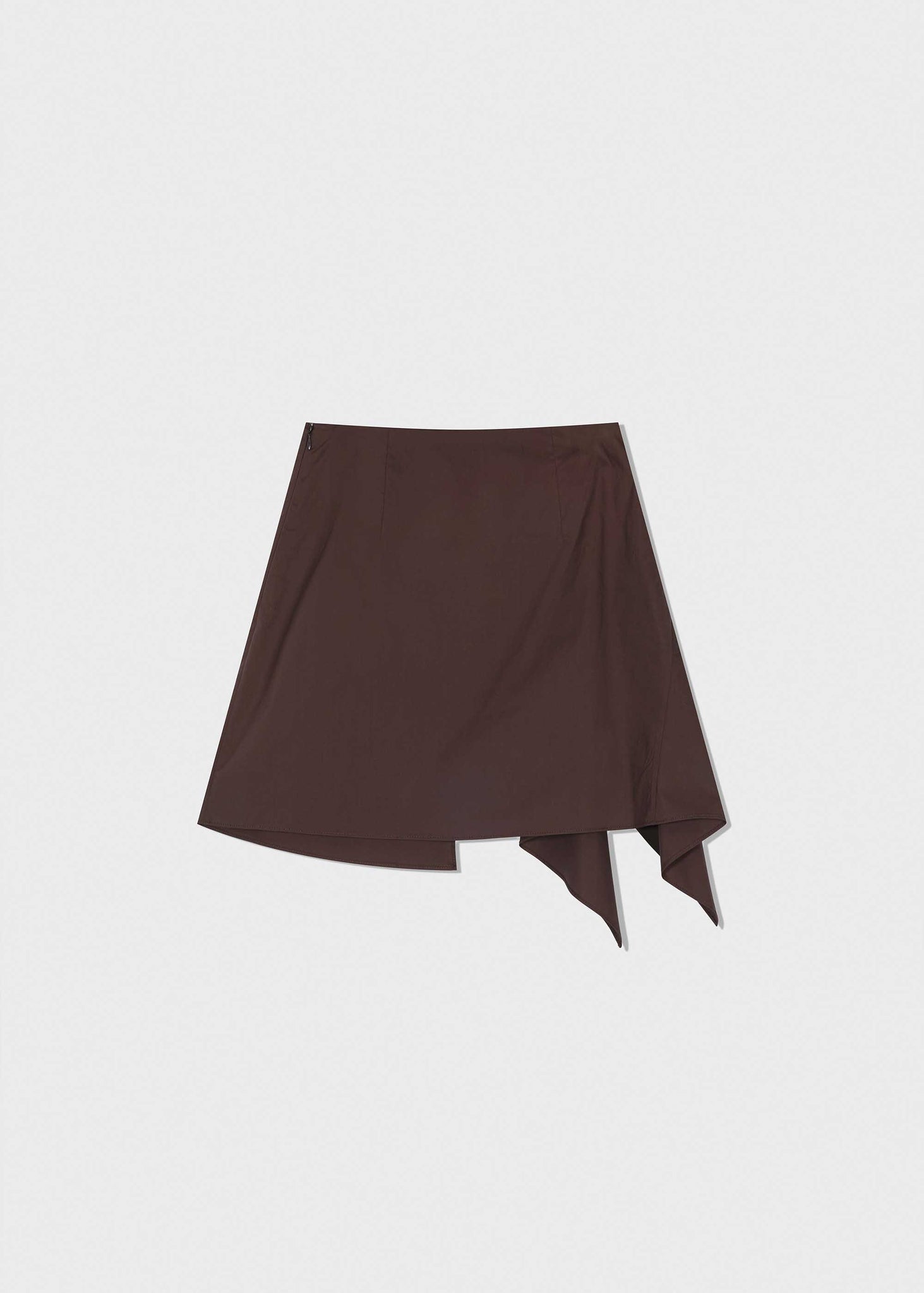 Brown Asymmetric Draped Mini Skirt