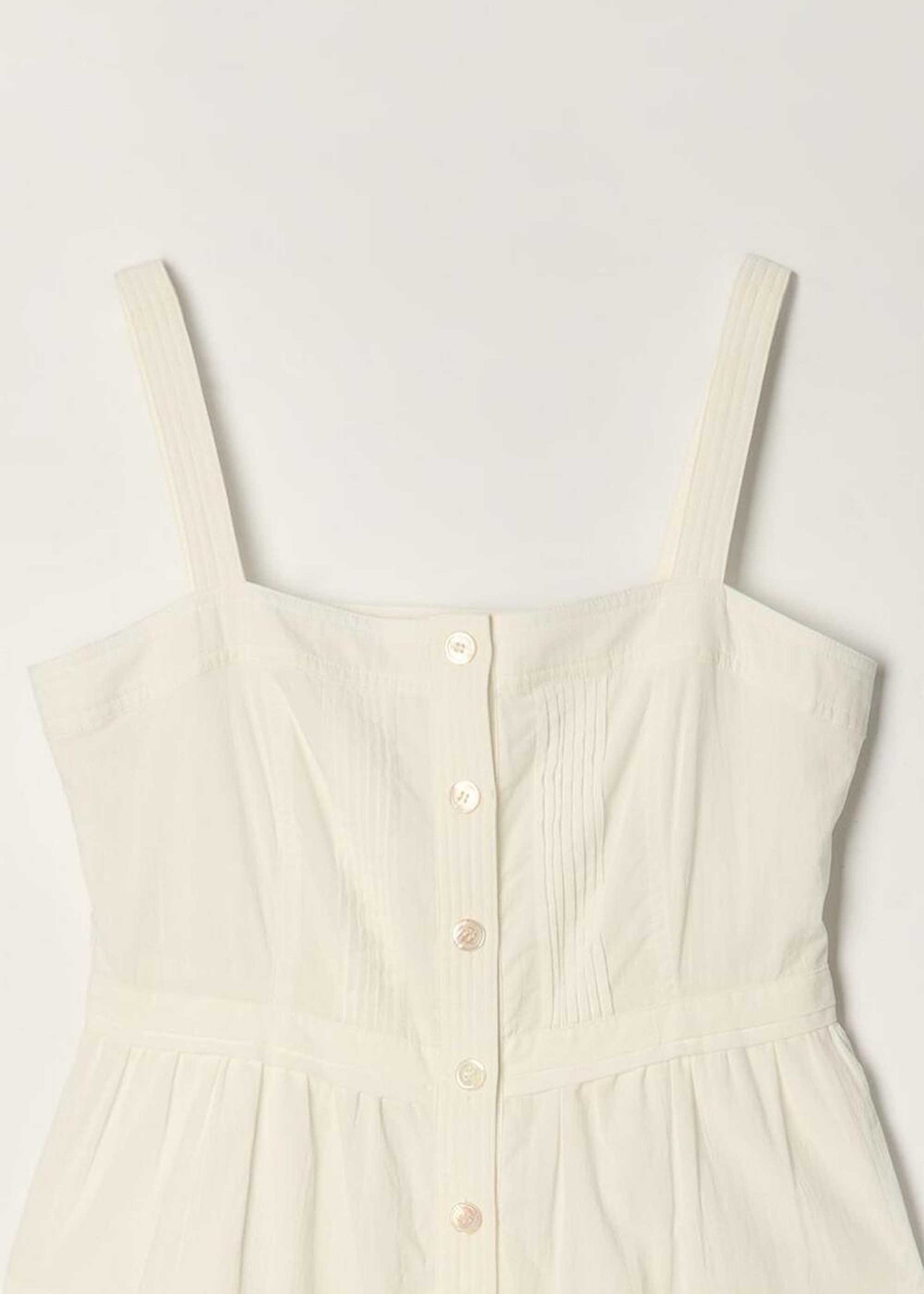 Off-White Square-Neck Buttoned Midi Dress