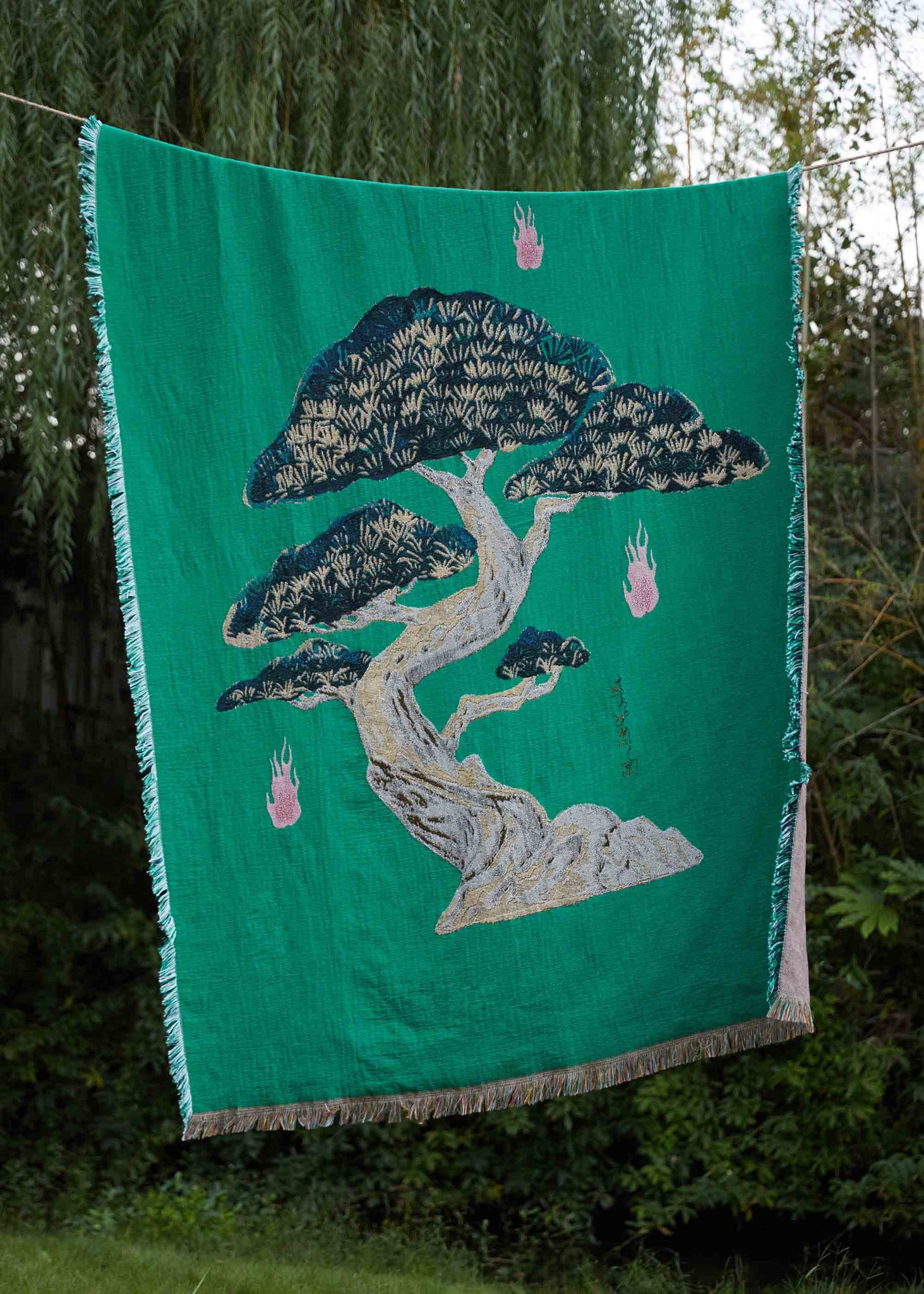 Green Pine Tree Throw Blanket