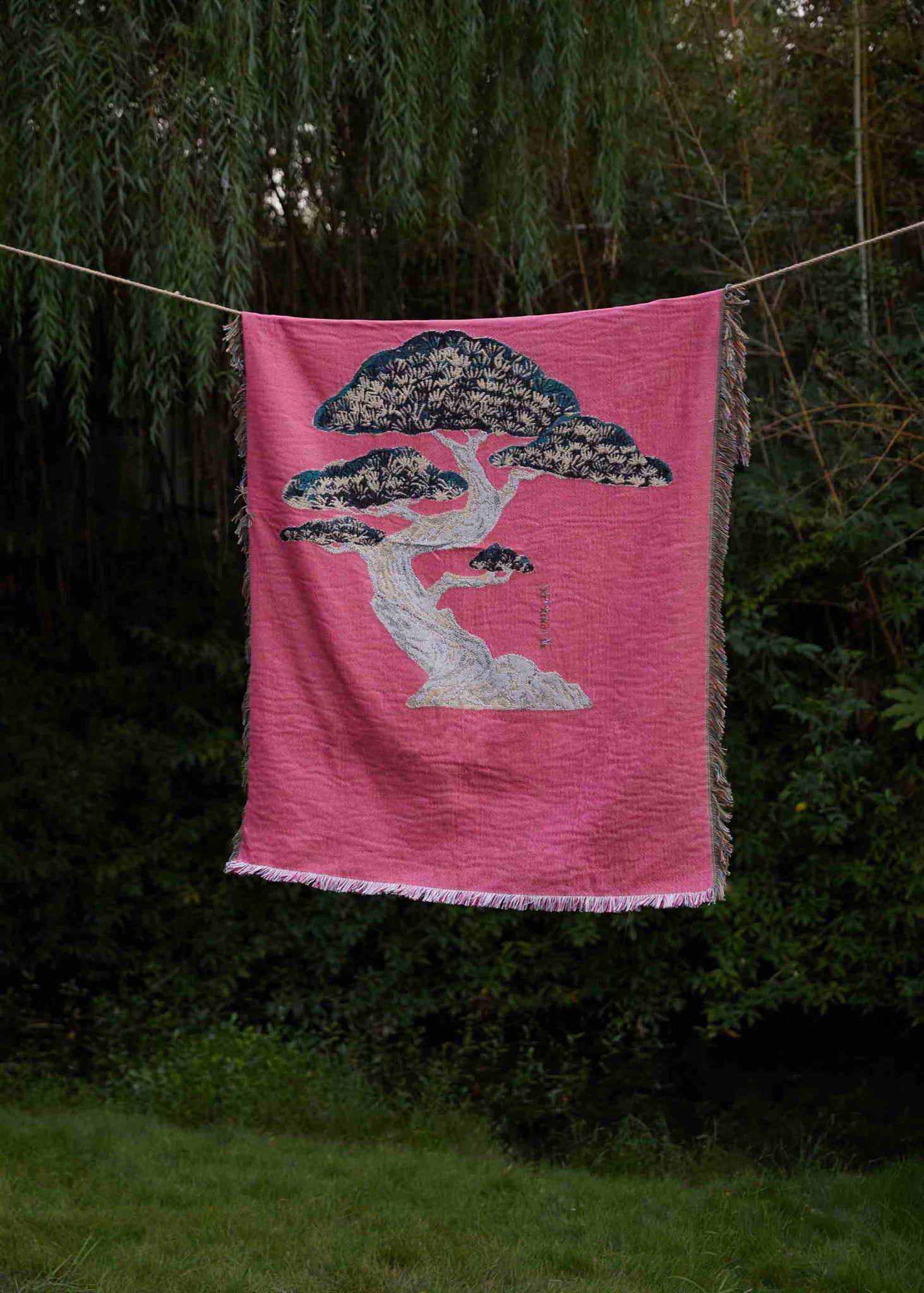 Pink Pine Tree Throw Blanket