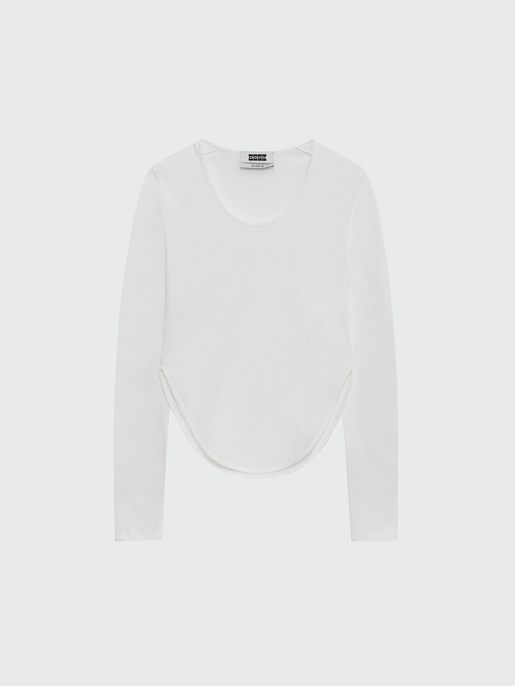 White Long Sleeve Scoop Neck T-Shirt