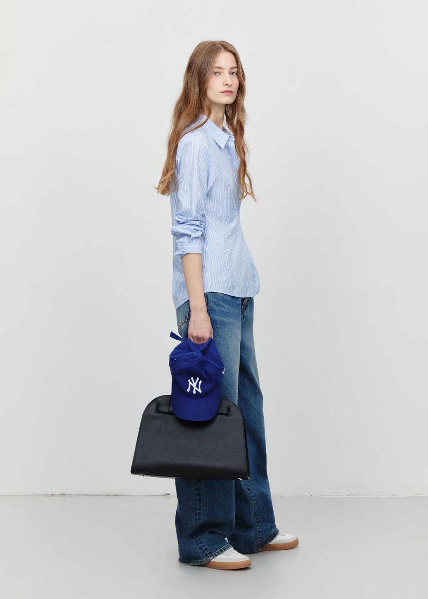 Blue Striped Two-Way Button-Up Shirt