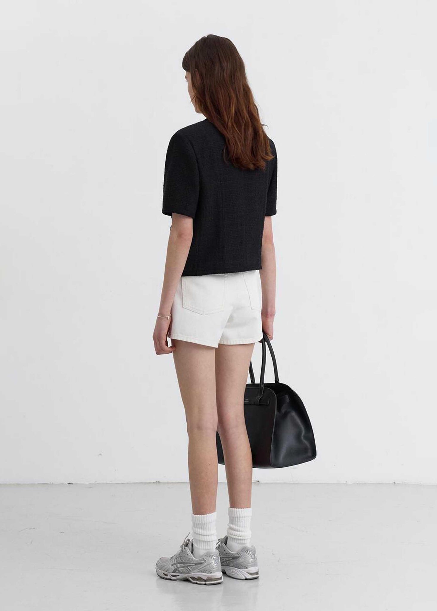 Black Shortsleeve Tweed Jacket