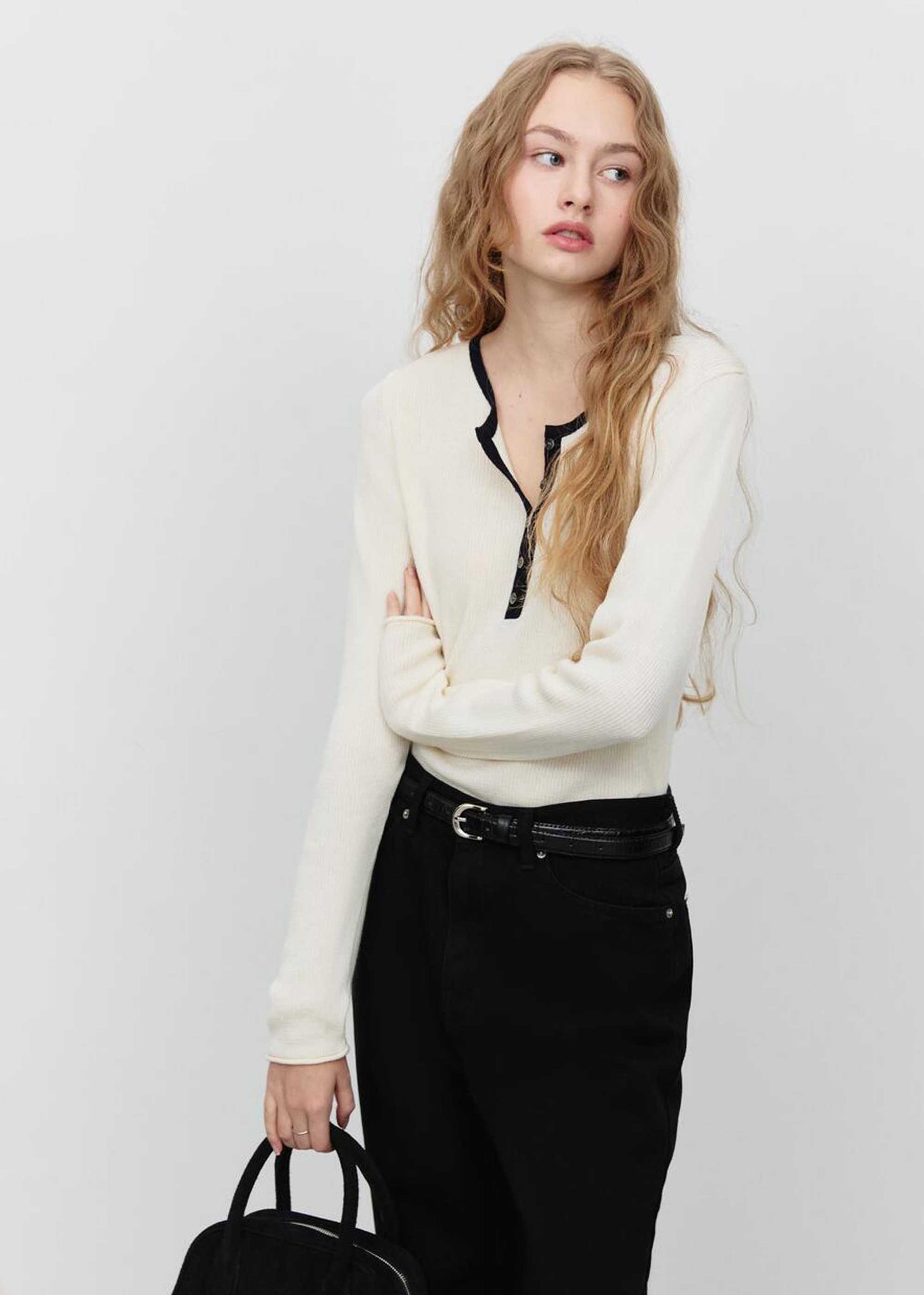 Off-White Rib-Knit Henley