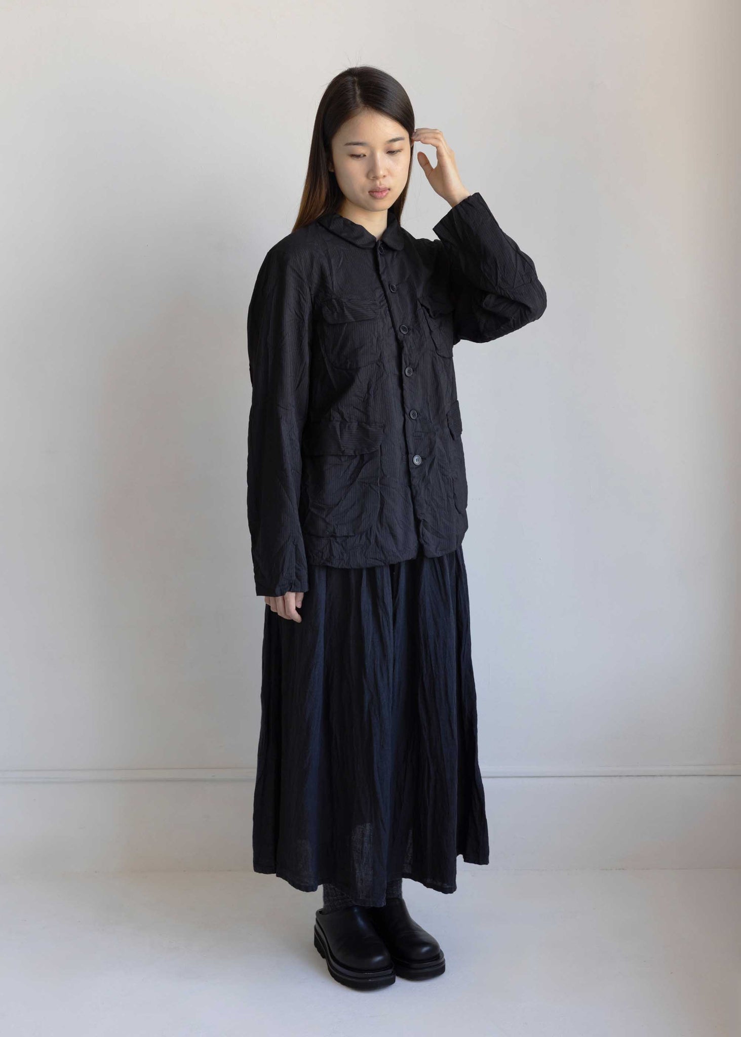Black Crinkle Worker Jacket