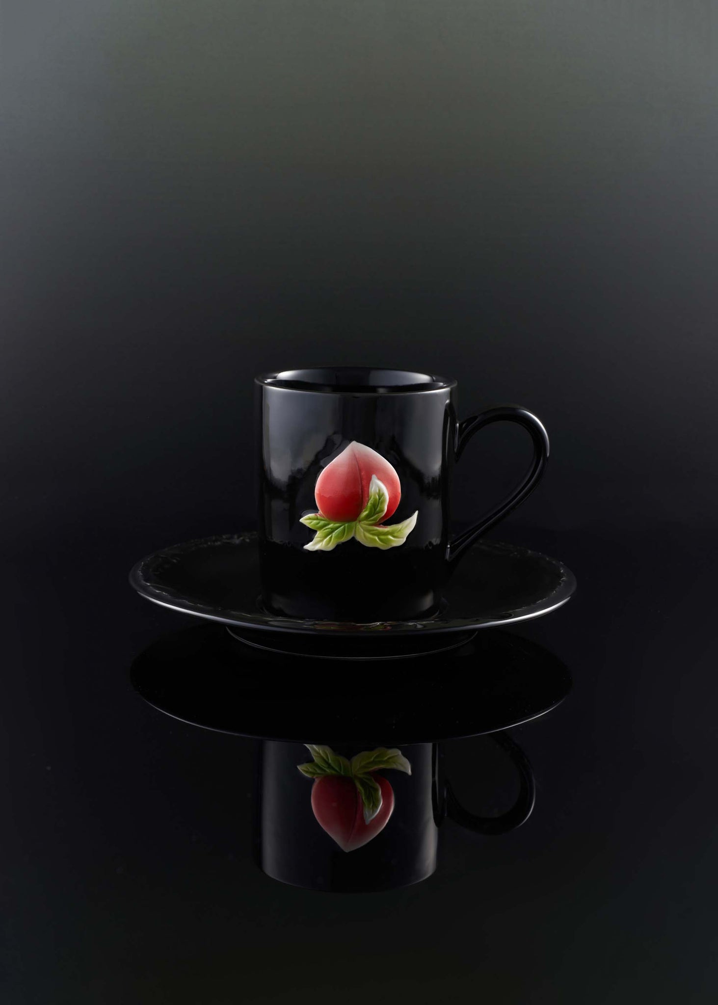 Black Peach Mug & Saucer Set