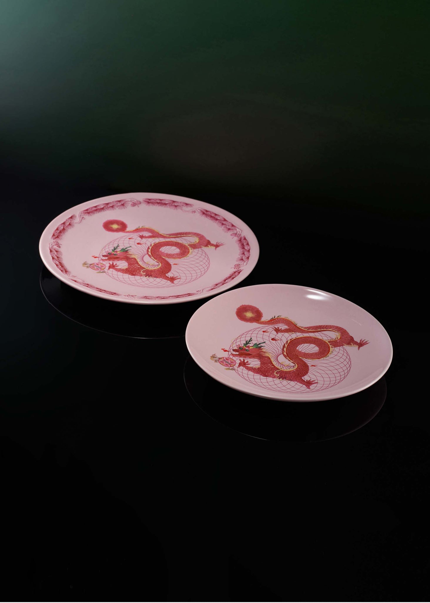 Pink Dragon Plate Set of 2