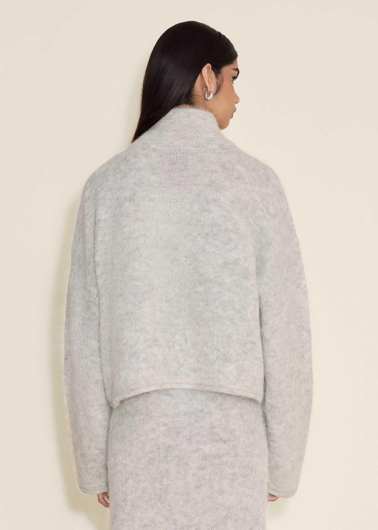 Grey Cropped Full-Zip