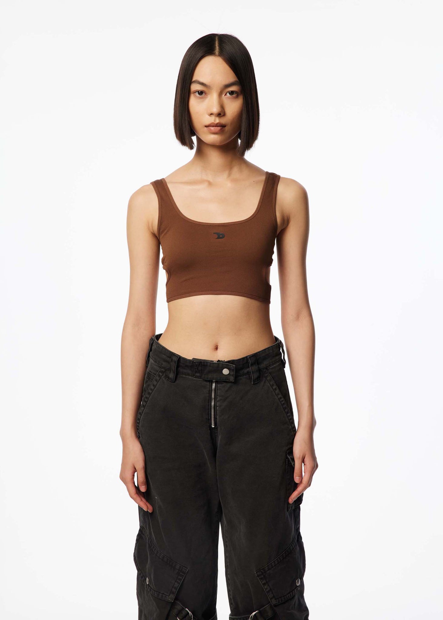 Brown Logo Scoop Bralette