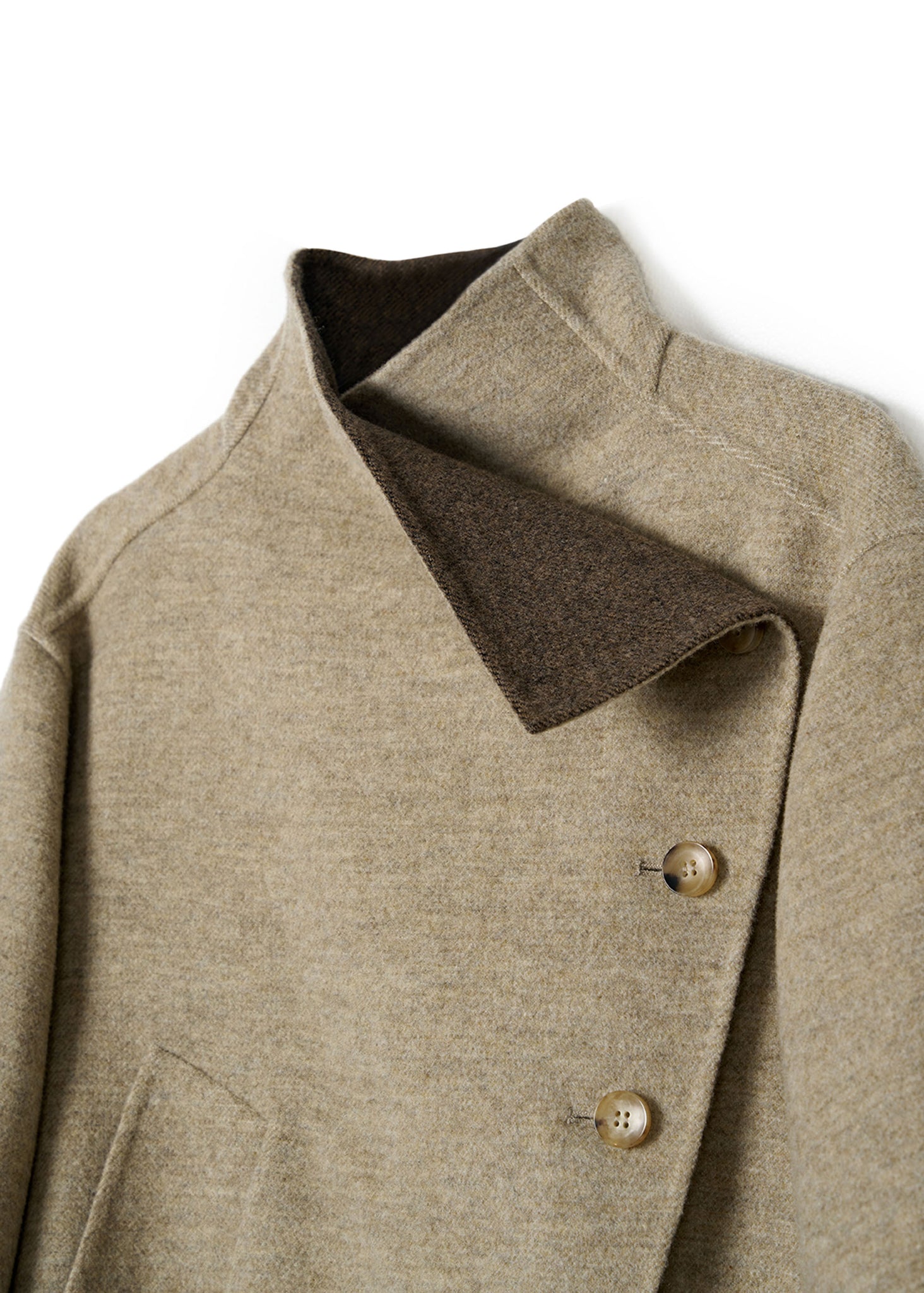 Beige Asymmetric Wool Jacket