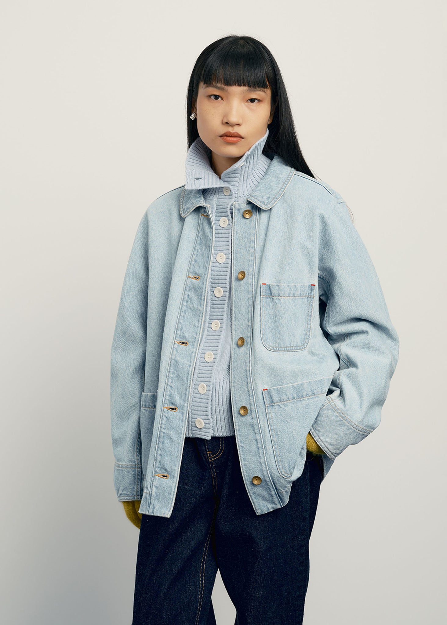 Blue Light Wash Denim Work Jacket