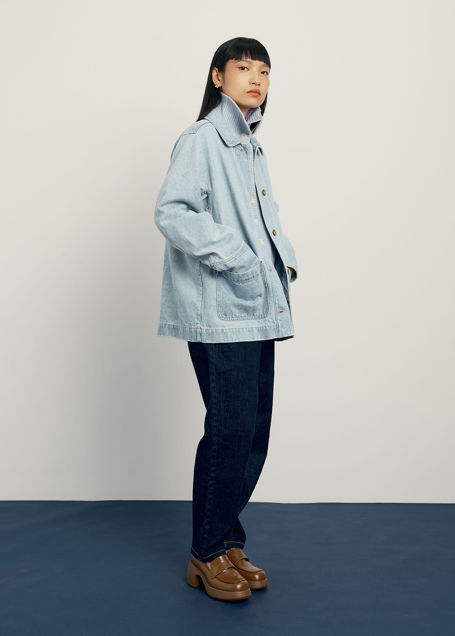 Blue Light Wash Denim Work Jacket