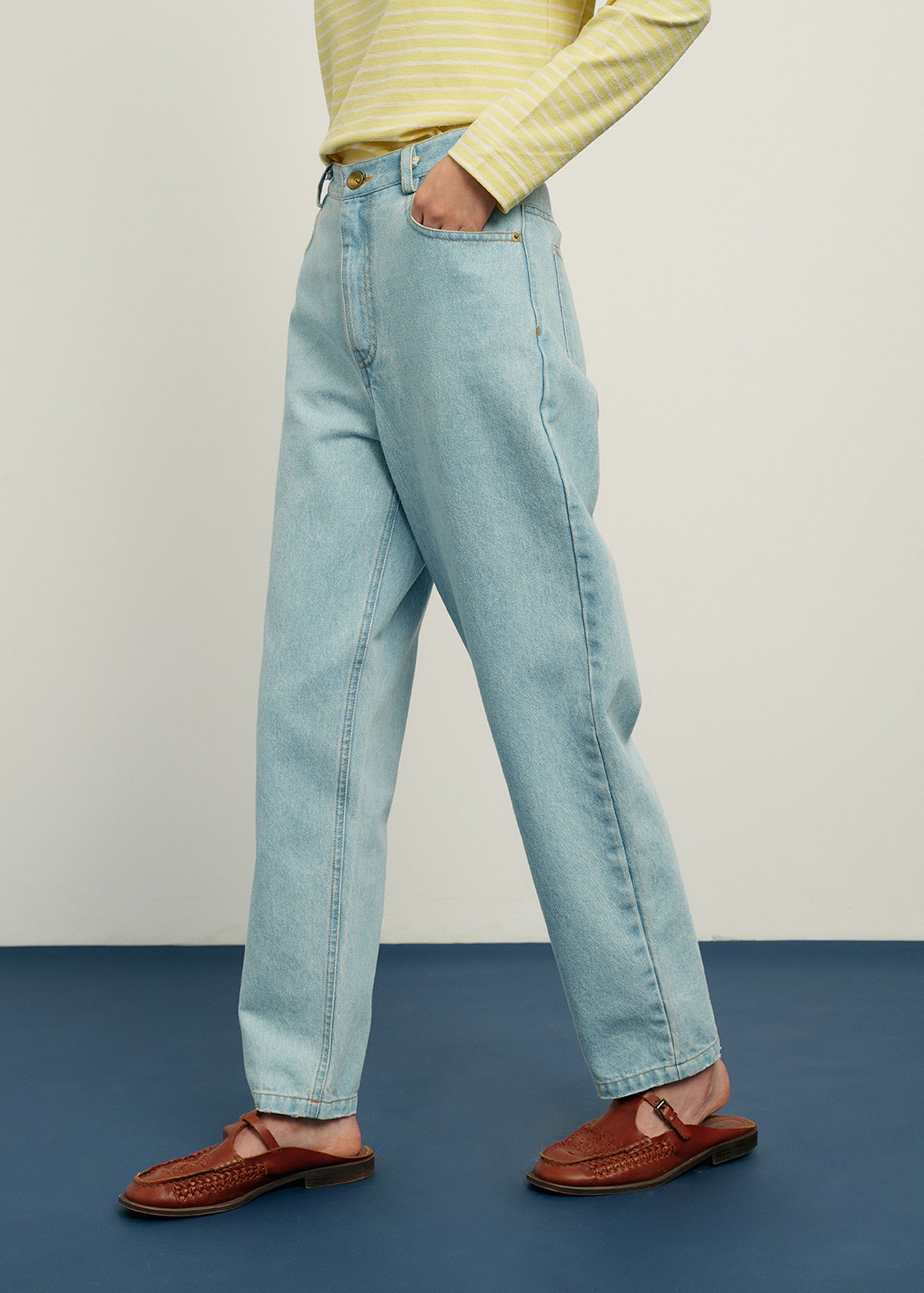 Blue Light Wash Tapered Jeans