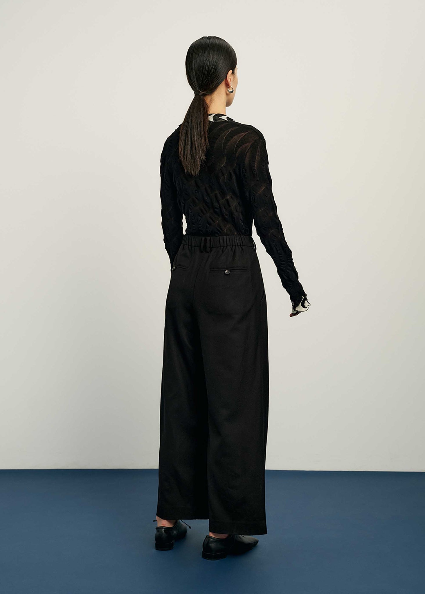 Black Cropped Wide Pants