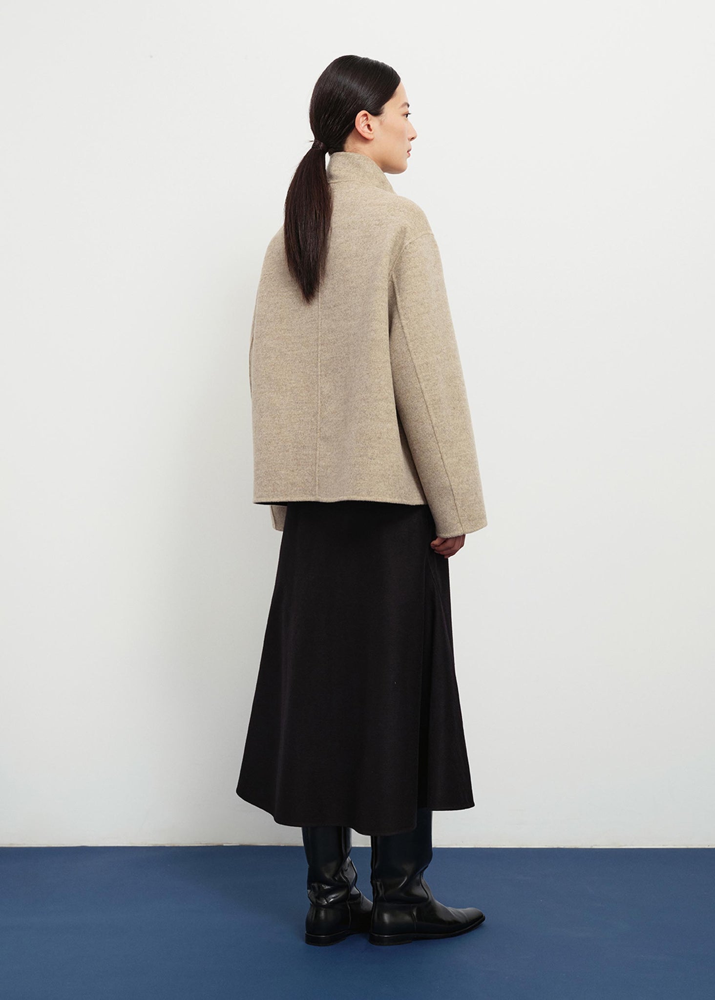 Beige Asymmetric Wool Jacket