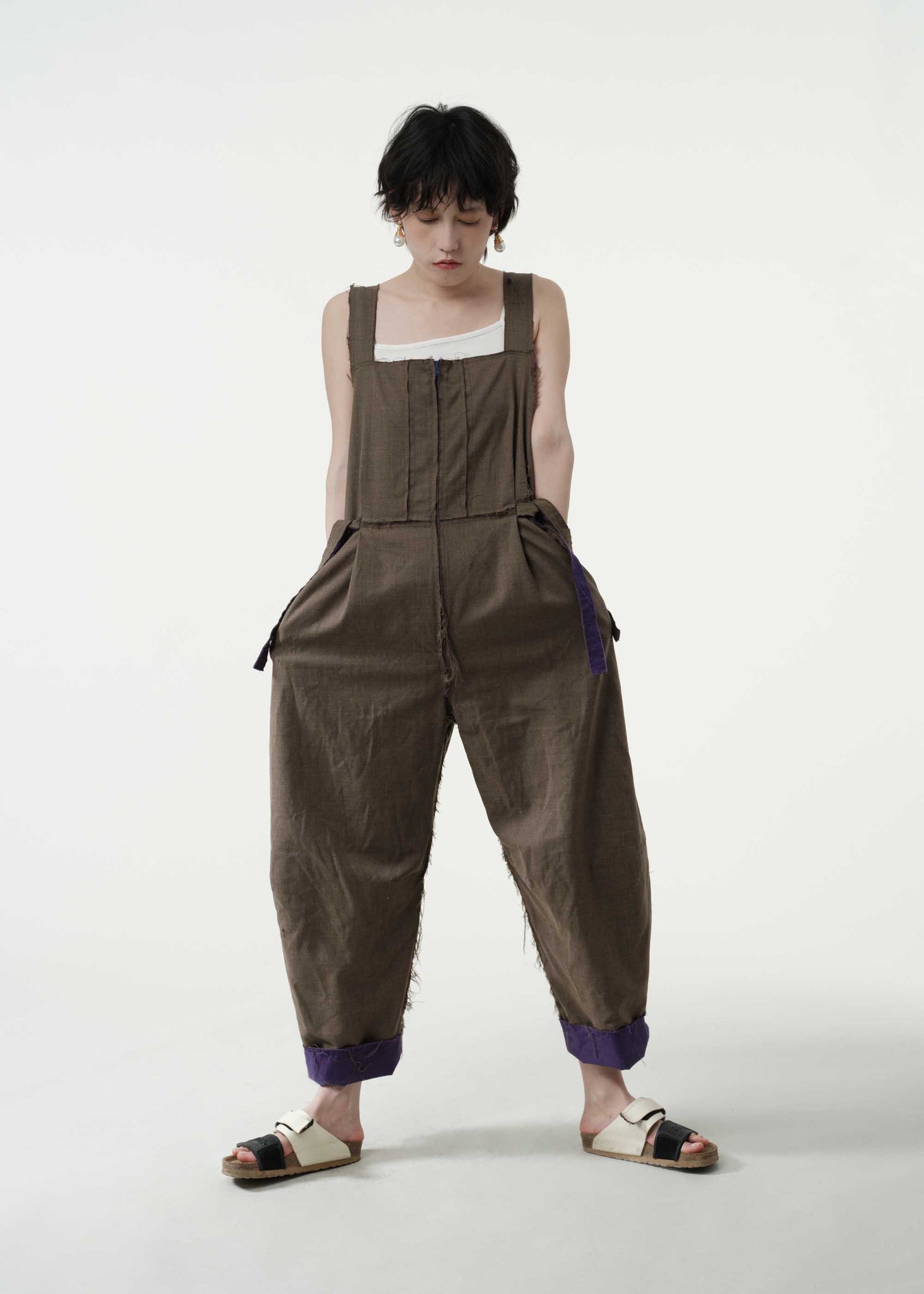 Green Raw-Seam Overalls