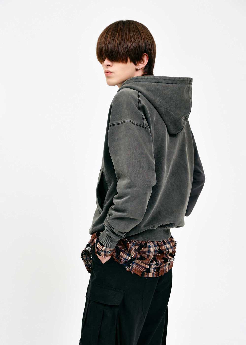Washed Black Zip Hoodie
