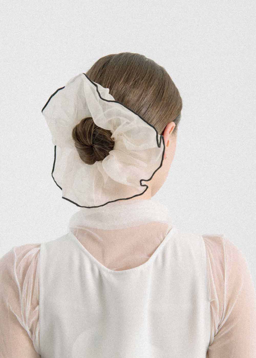 Beige Silk Hair Tie