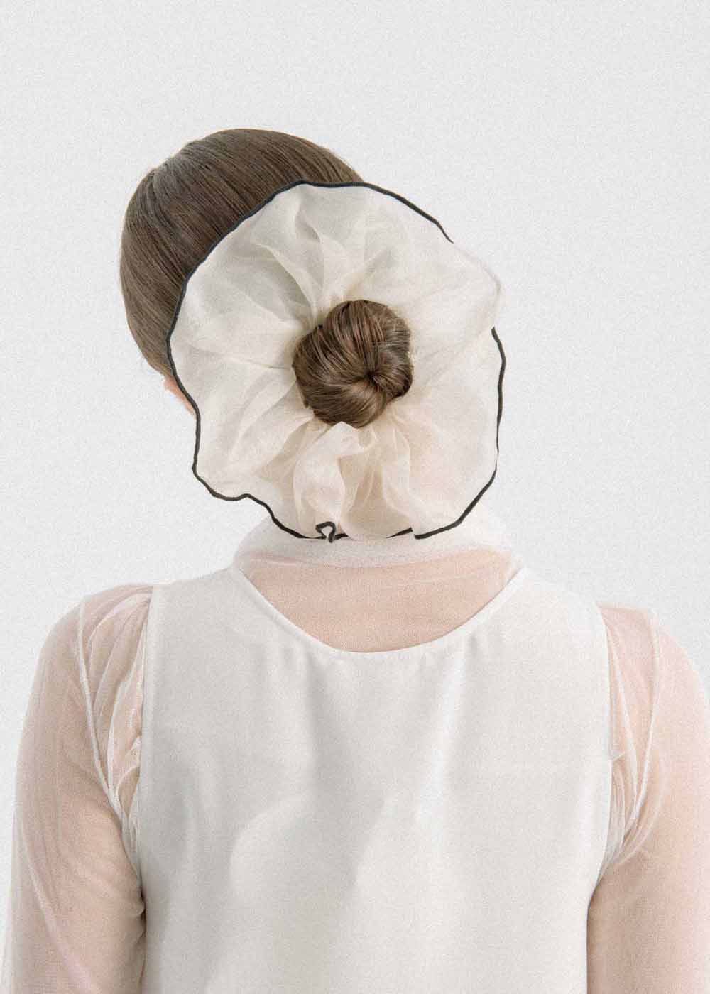 Beige Silk Hair Tie