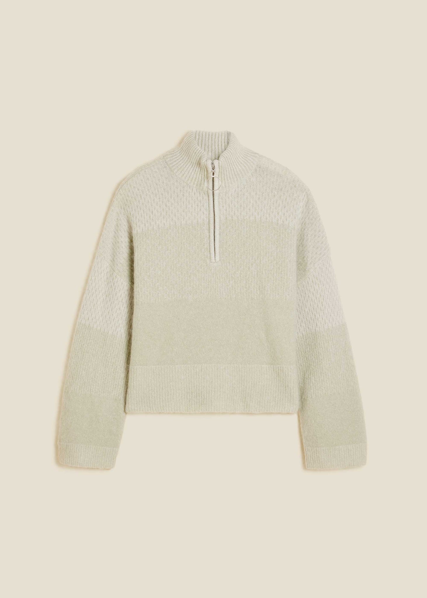 Pale Green Cropped Quarter-Zip