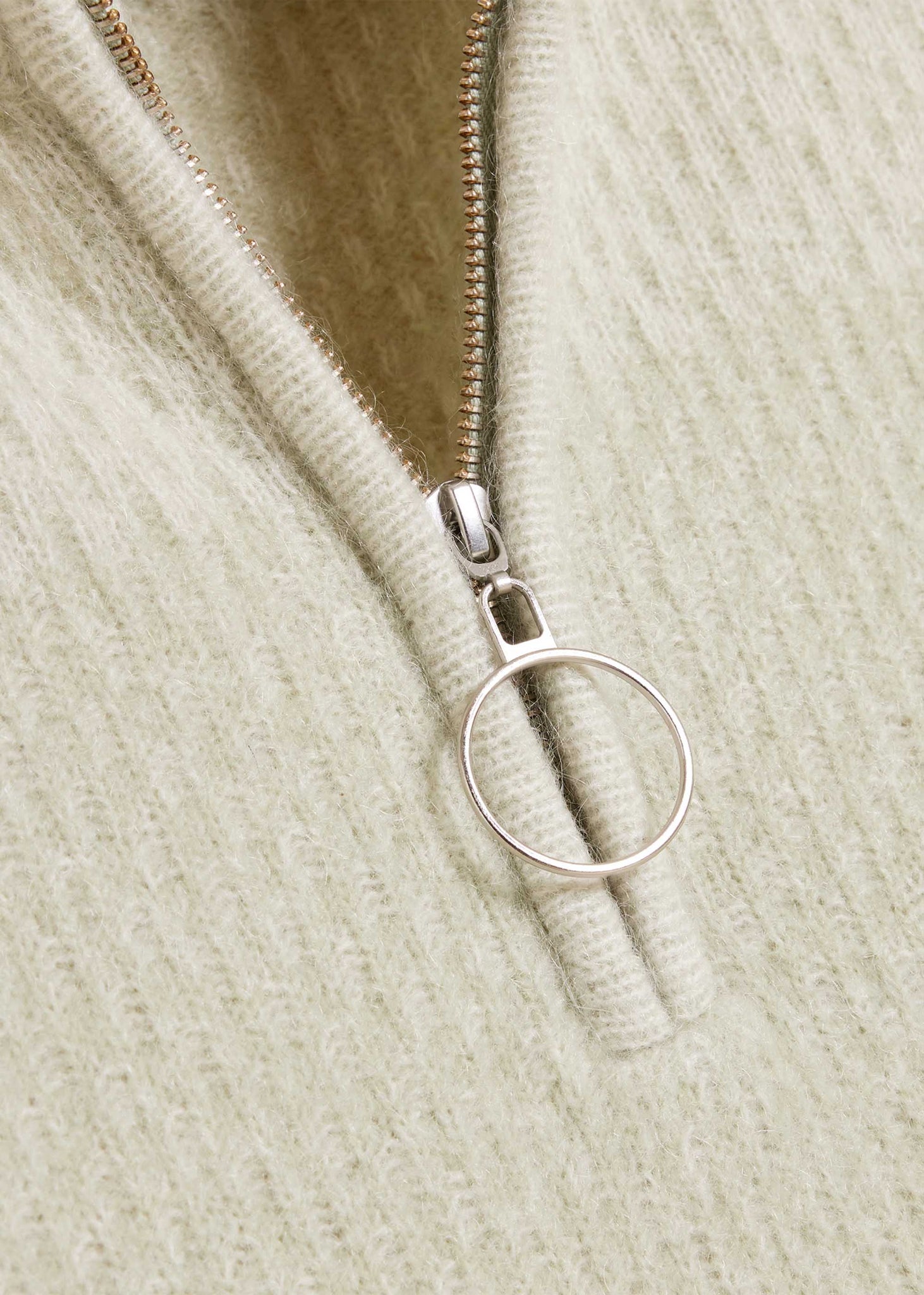 Pale Green Cropped Quarter-Zip