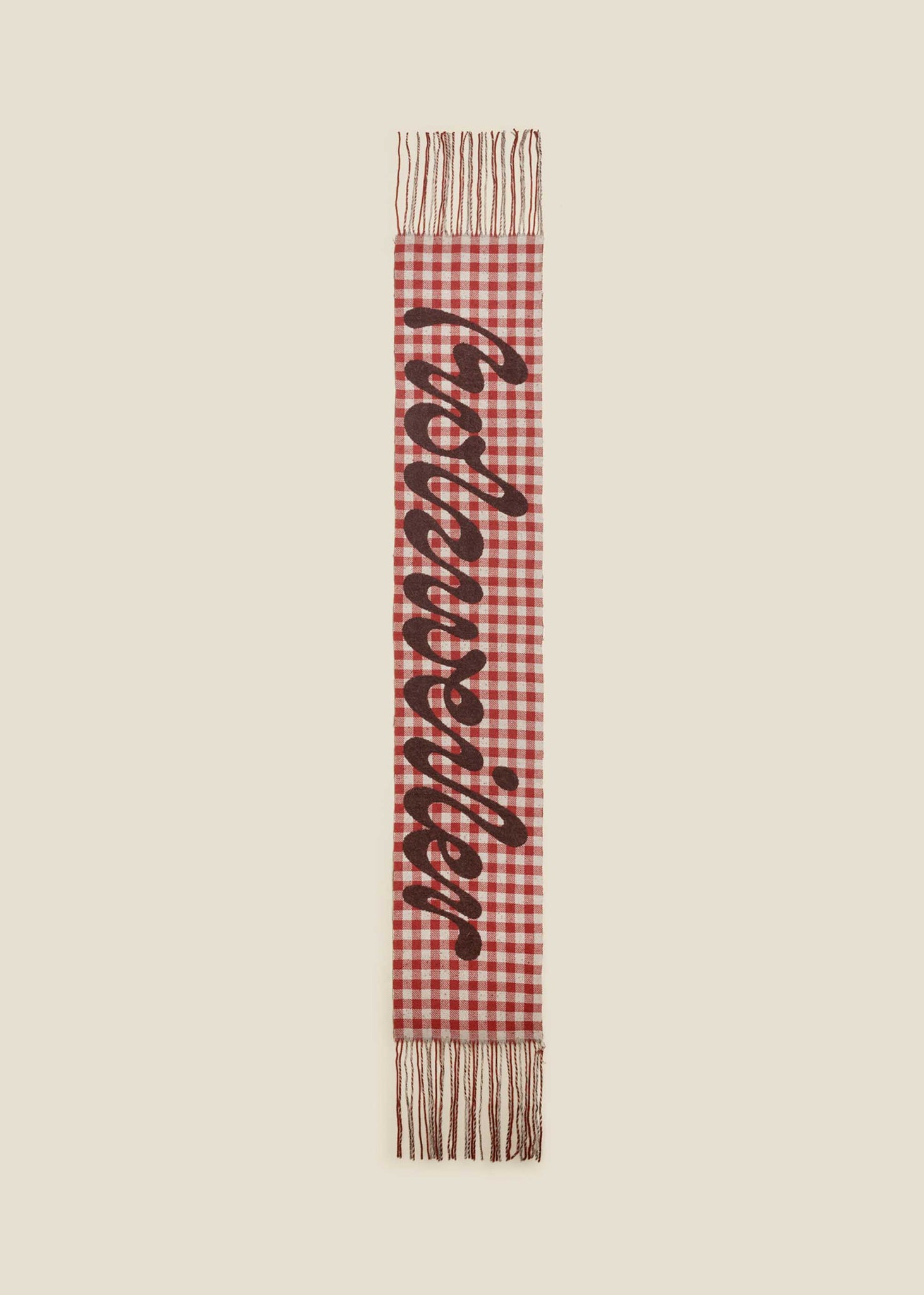 Brown and Gingham Fringe Scarf