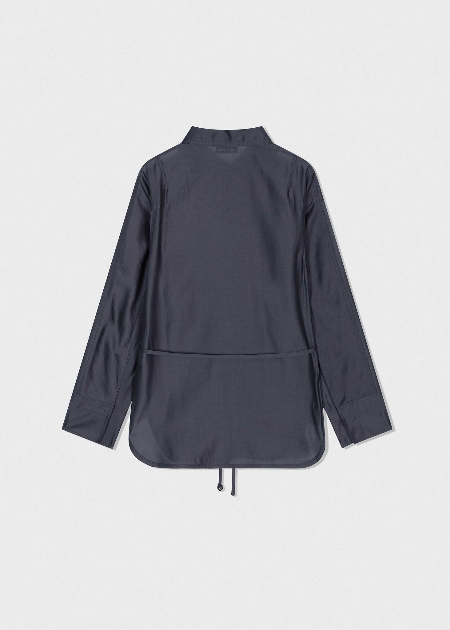 Navy Semi-Sheer Belted Shirt