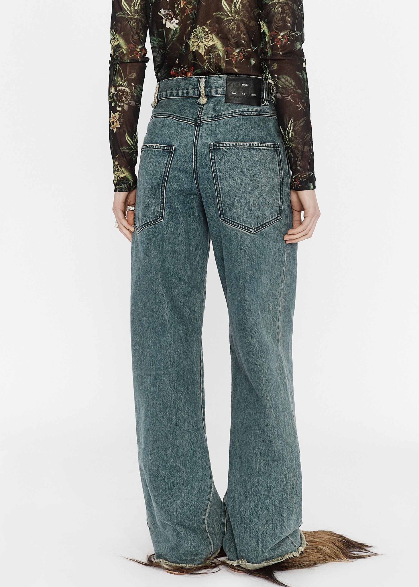 Faded Blue Pleated Jeans