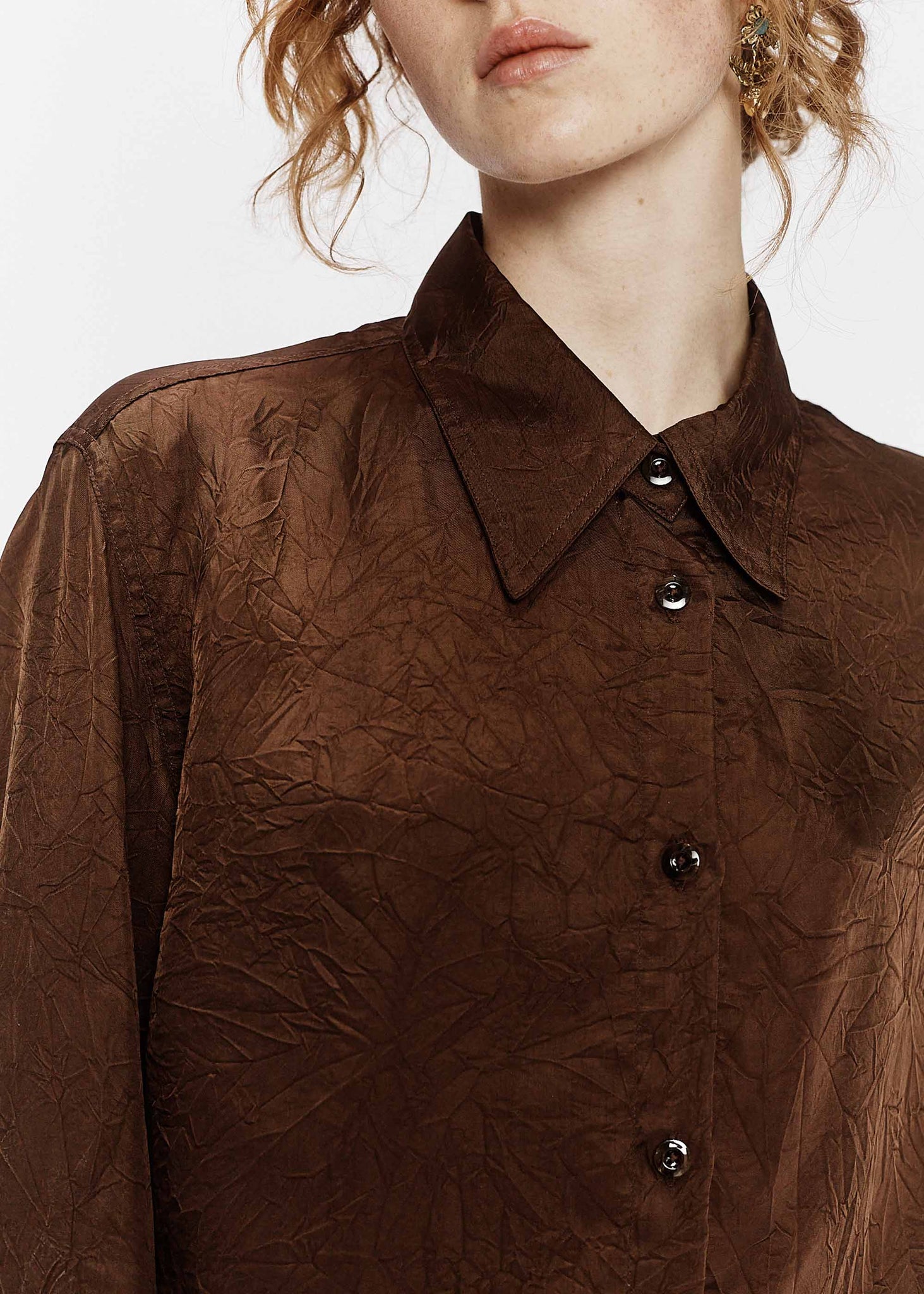 Brown Crinkled Shirt