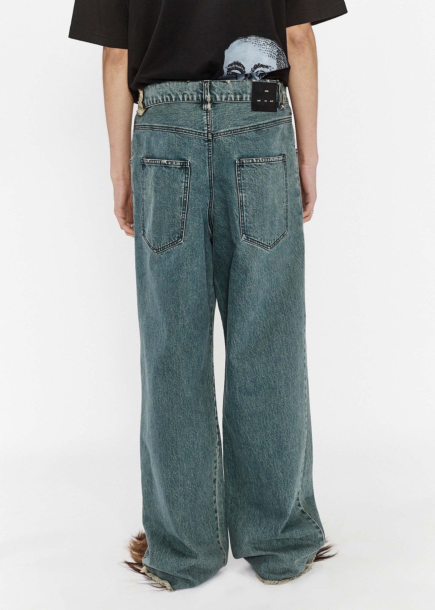 Faded Blue Pleated Jeans