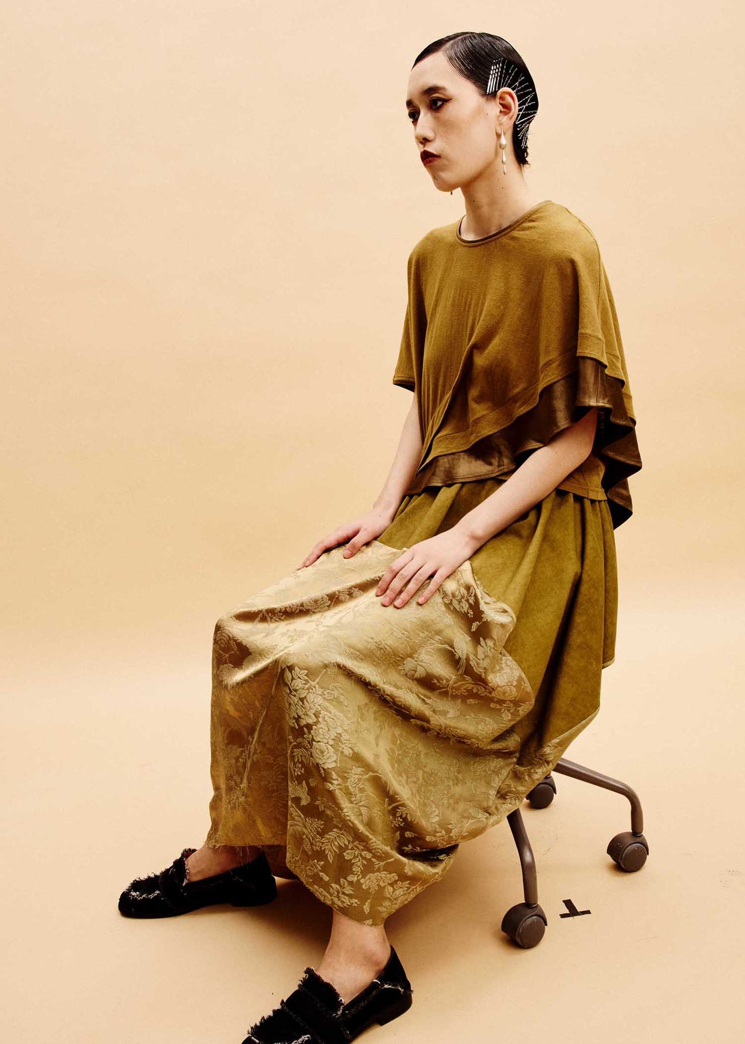 Yellow Ochre Asymmetric Cape T-Shirt