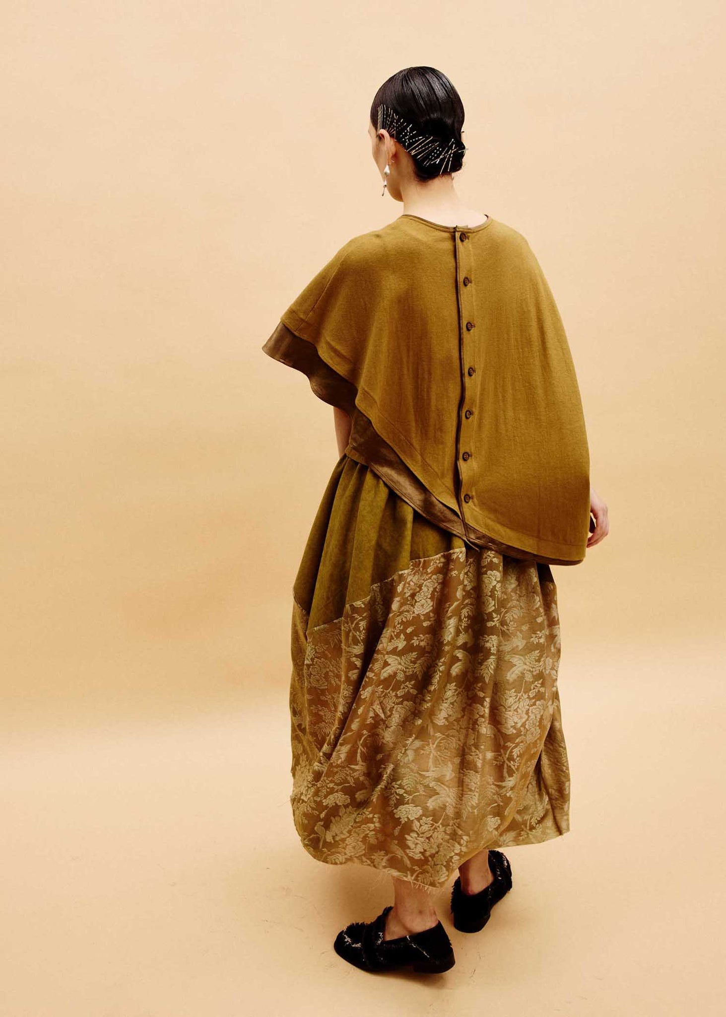 Yellow Ochre Asymmetric Cape T-Shirt