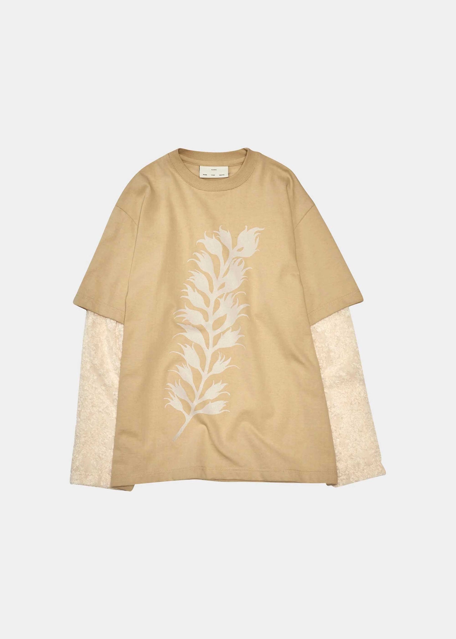 Beige Fern Print Layered T-Shirt