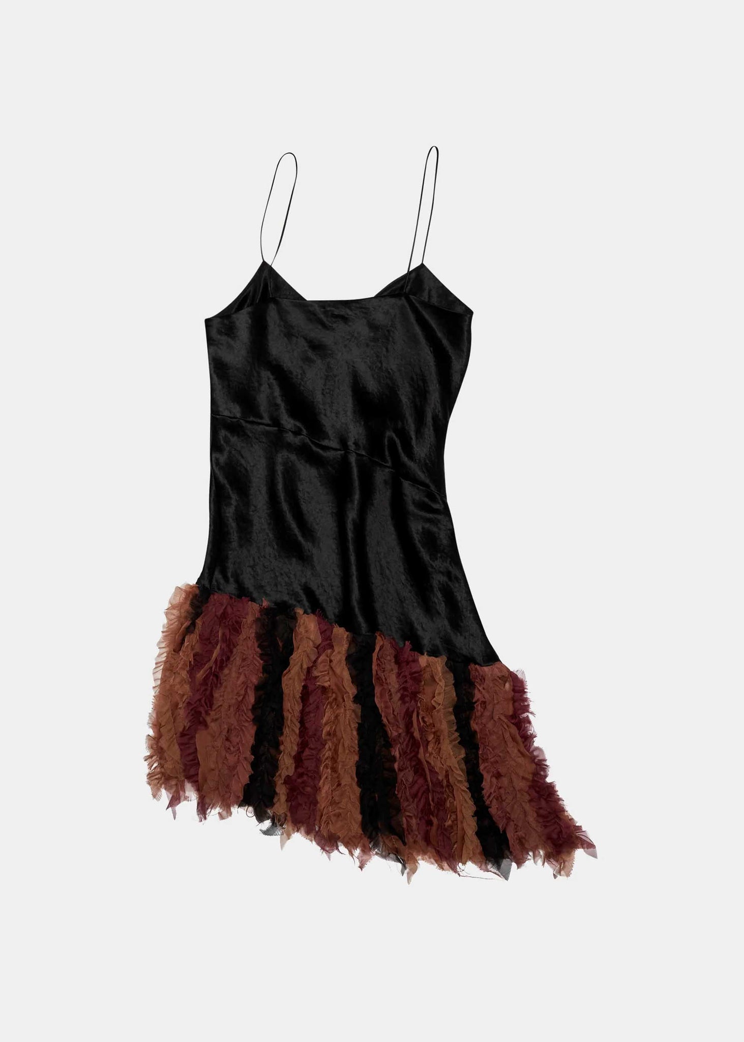 Black Bias Chiffon Slip Dress