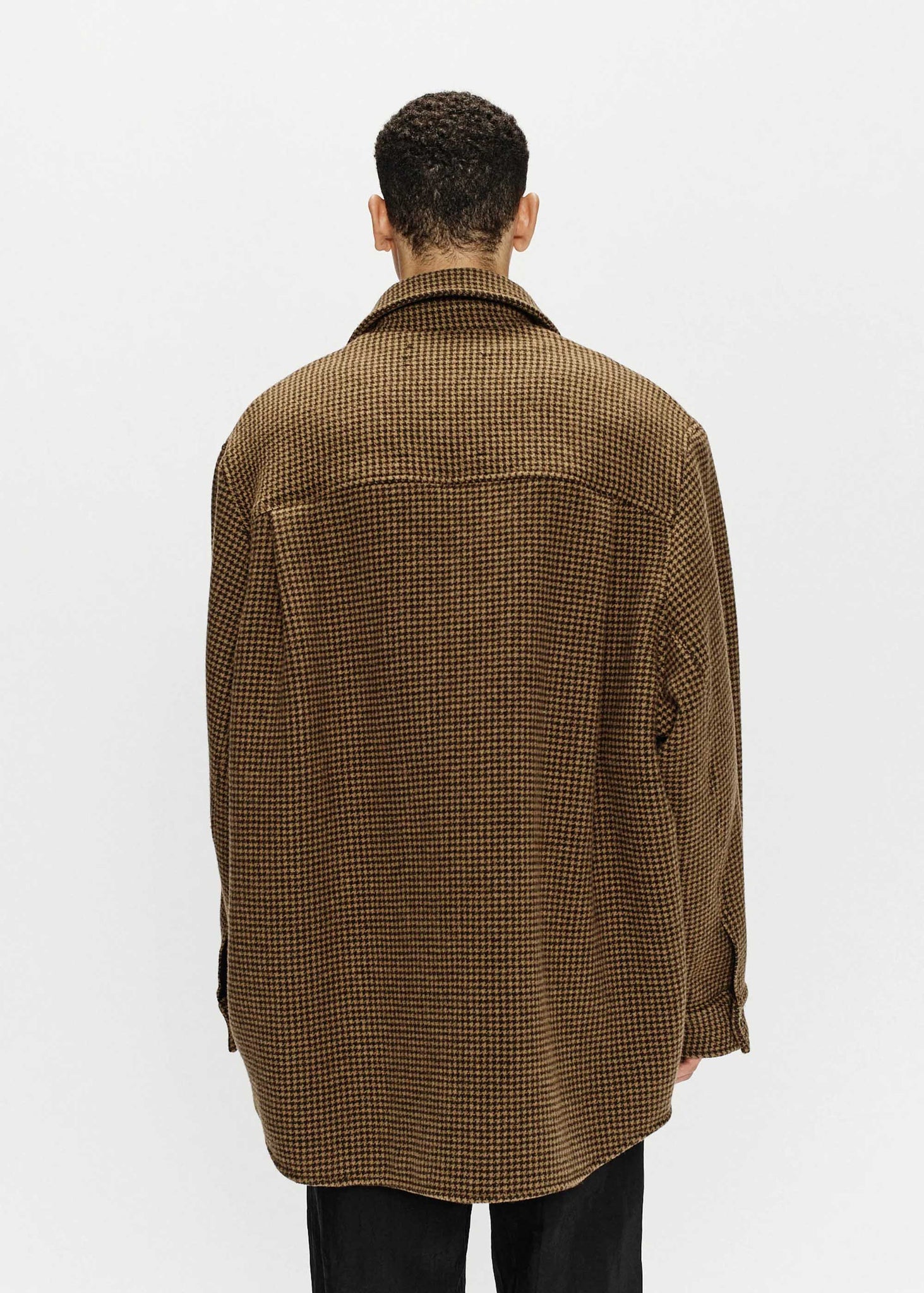 Brown Oversized Wool Shirt Jacket