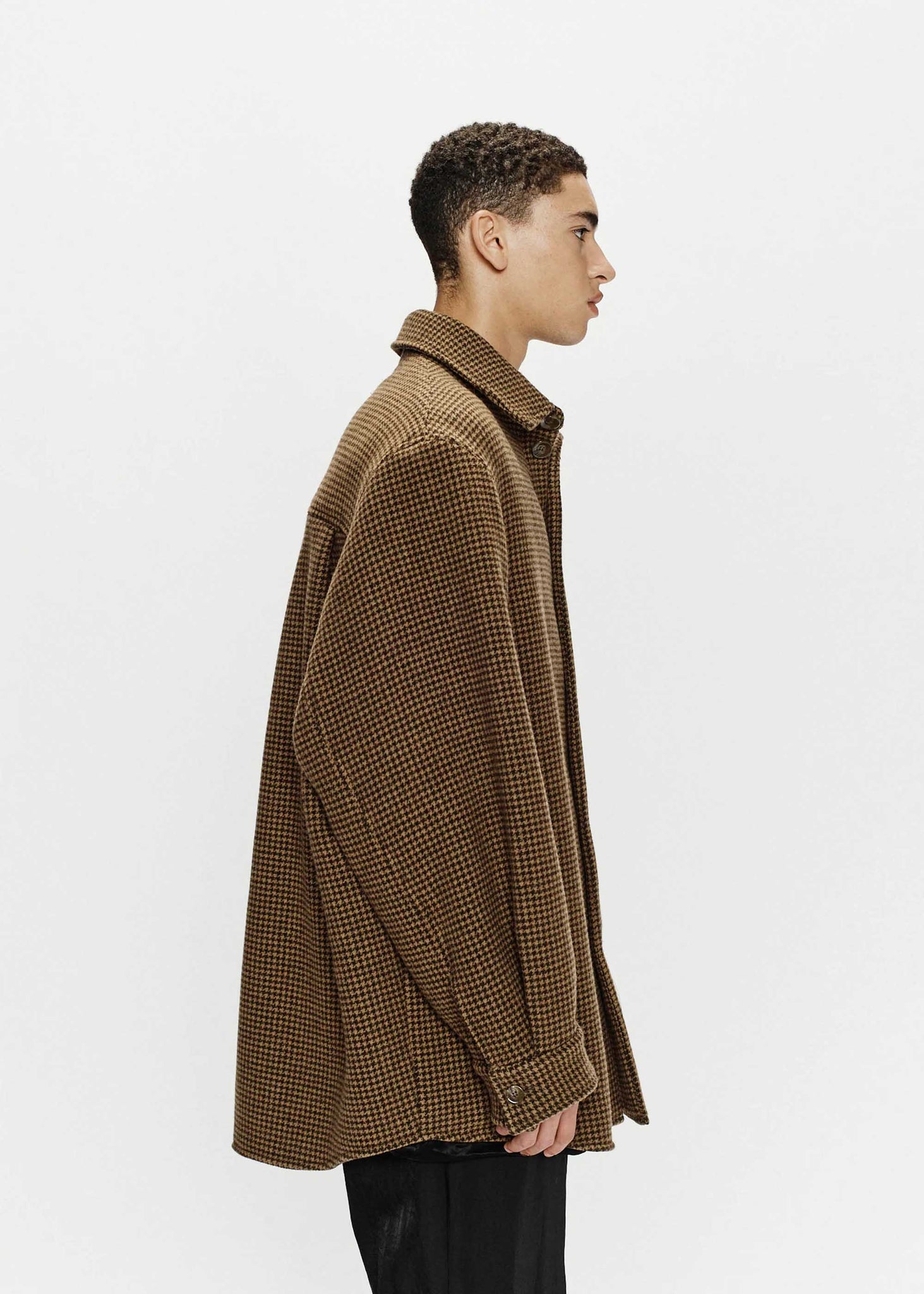 Brown Oversized Wool Shirt Jacket