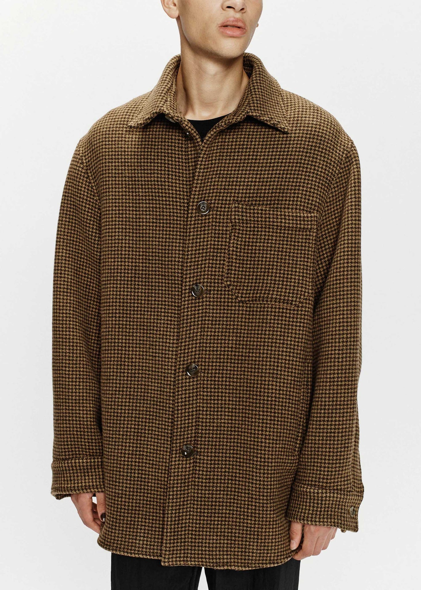 Brown Oversized Wool Shirt Jacket