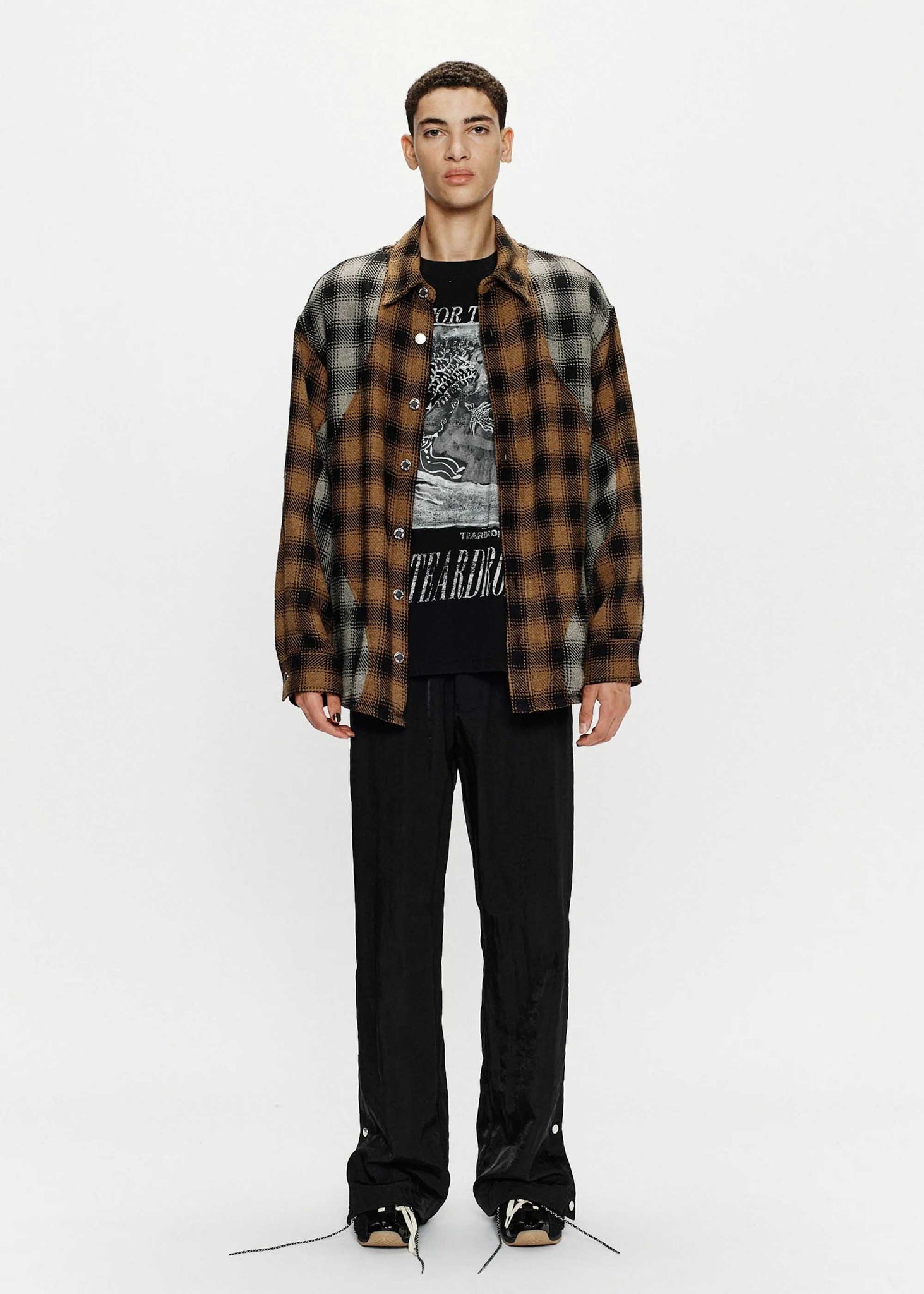 Black & Grey Check Panelled Shirt