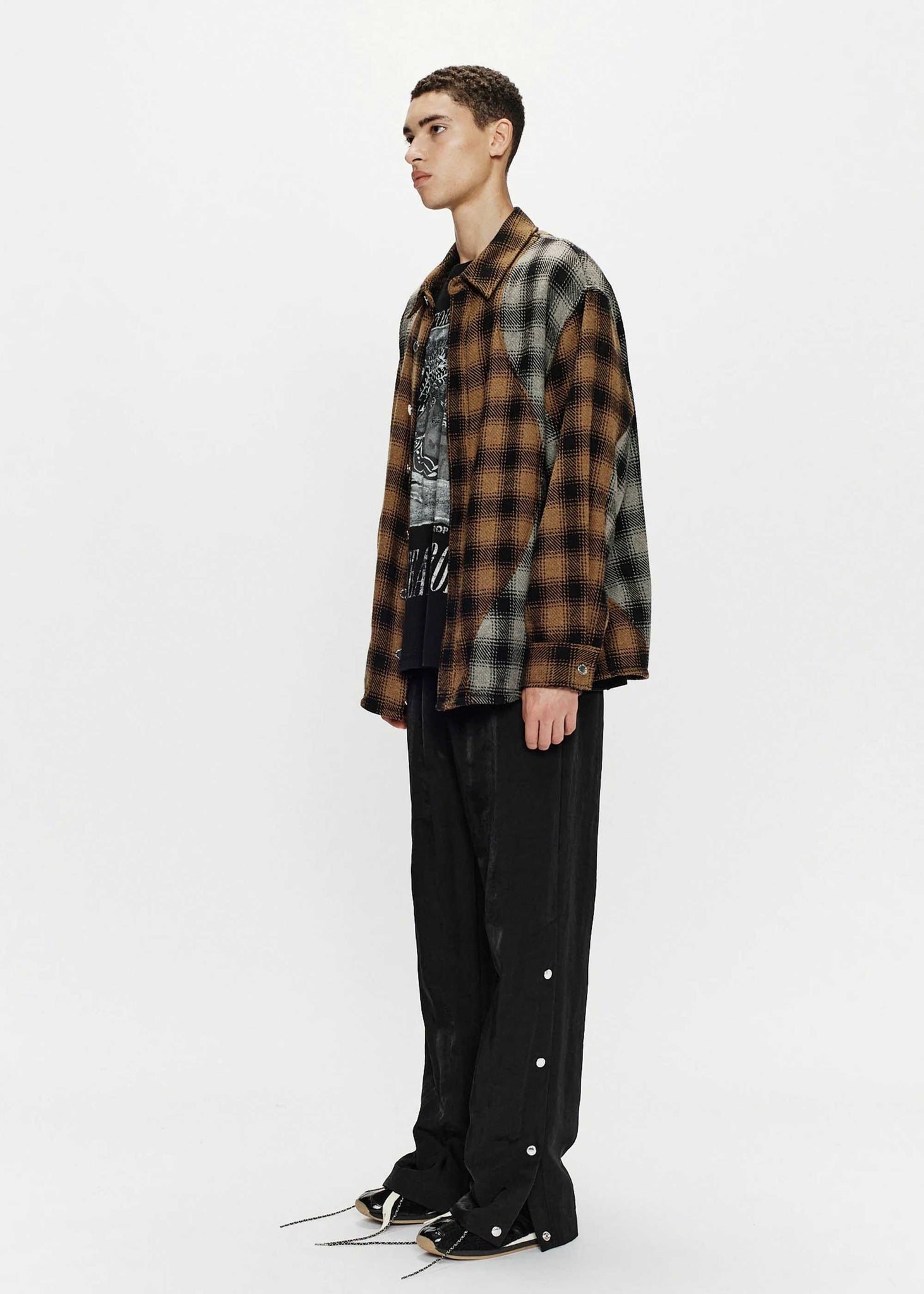 Black & Grey Check Panelled Shirt