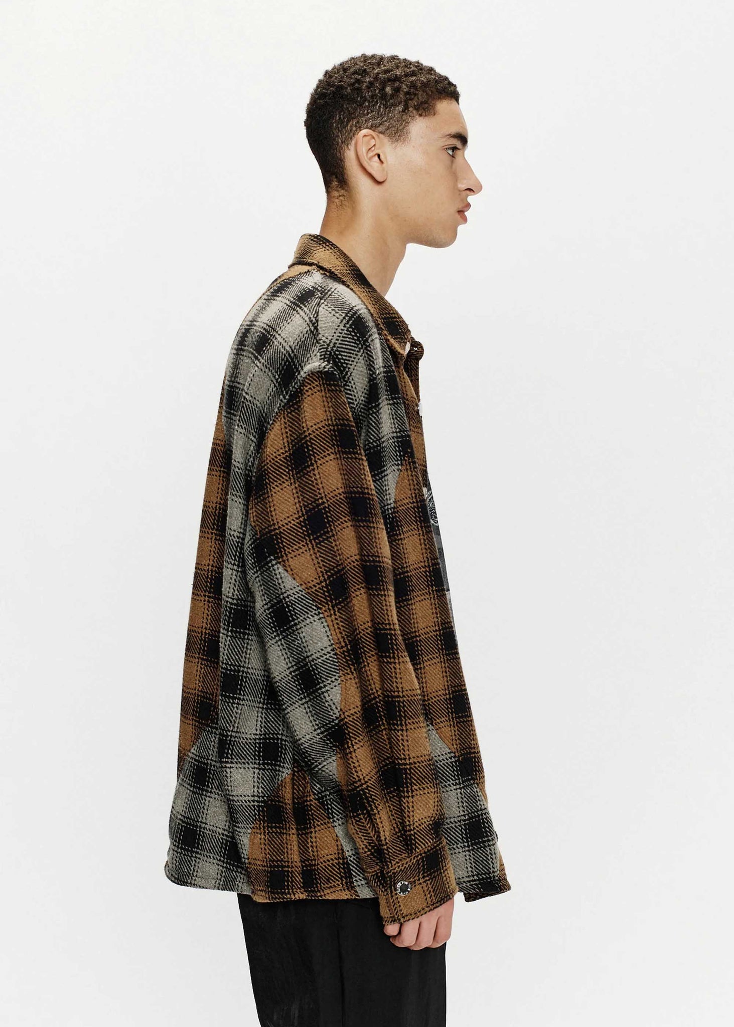 Black & Grey Check Panelled Shirt