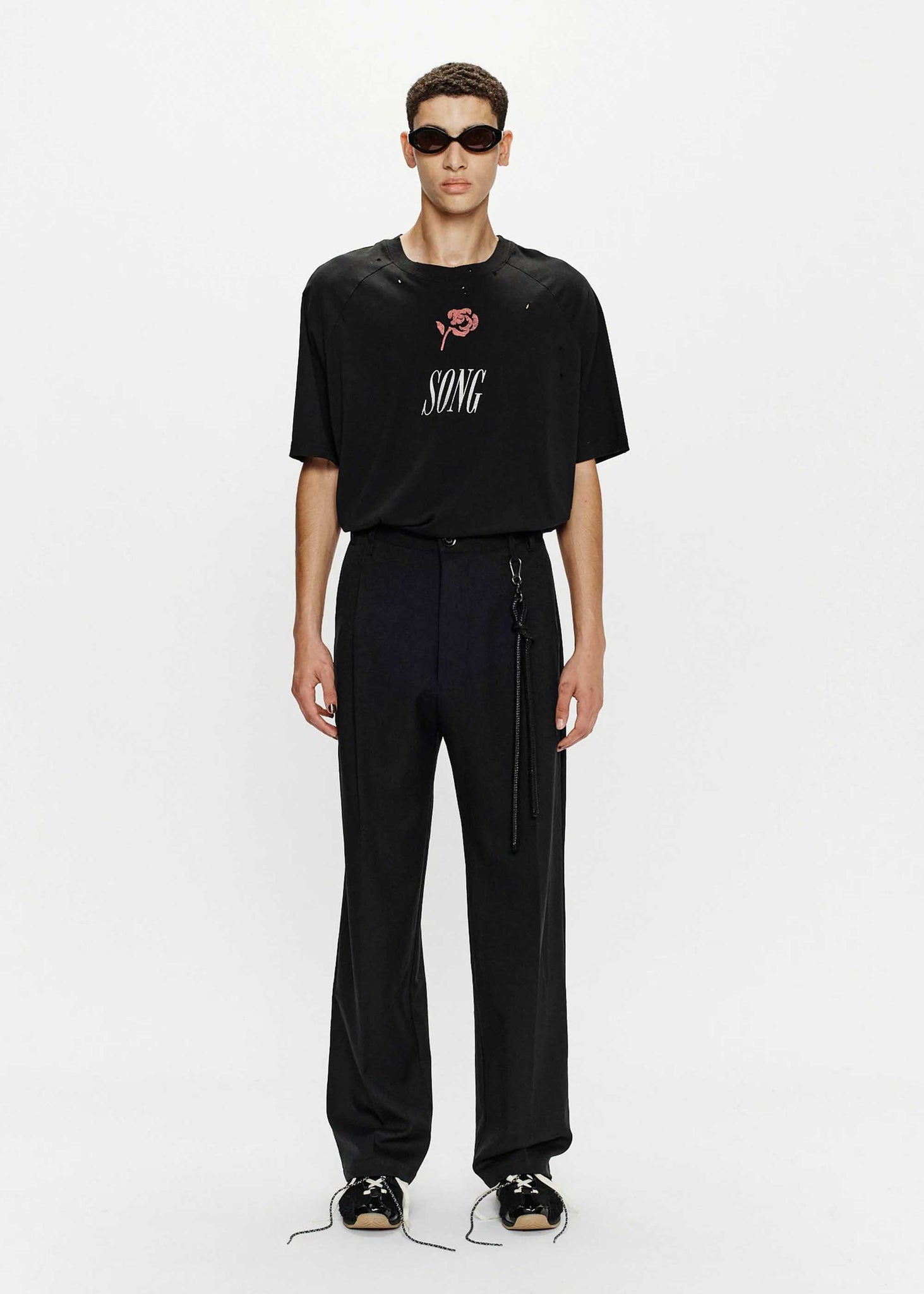 Black Single Pleated Trousers