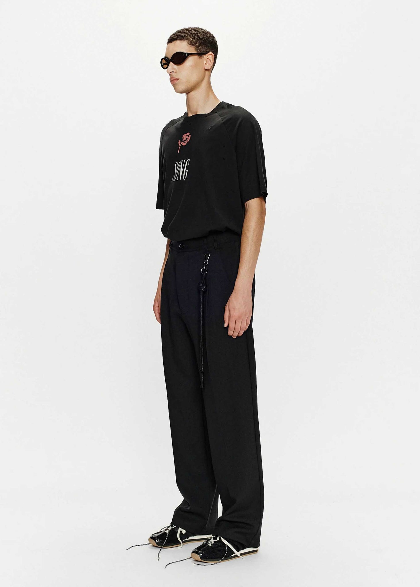 Black Single Pleated Trousers