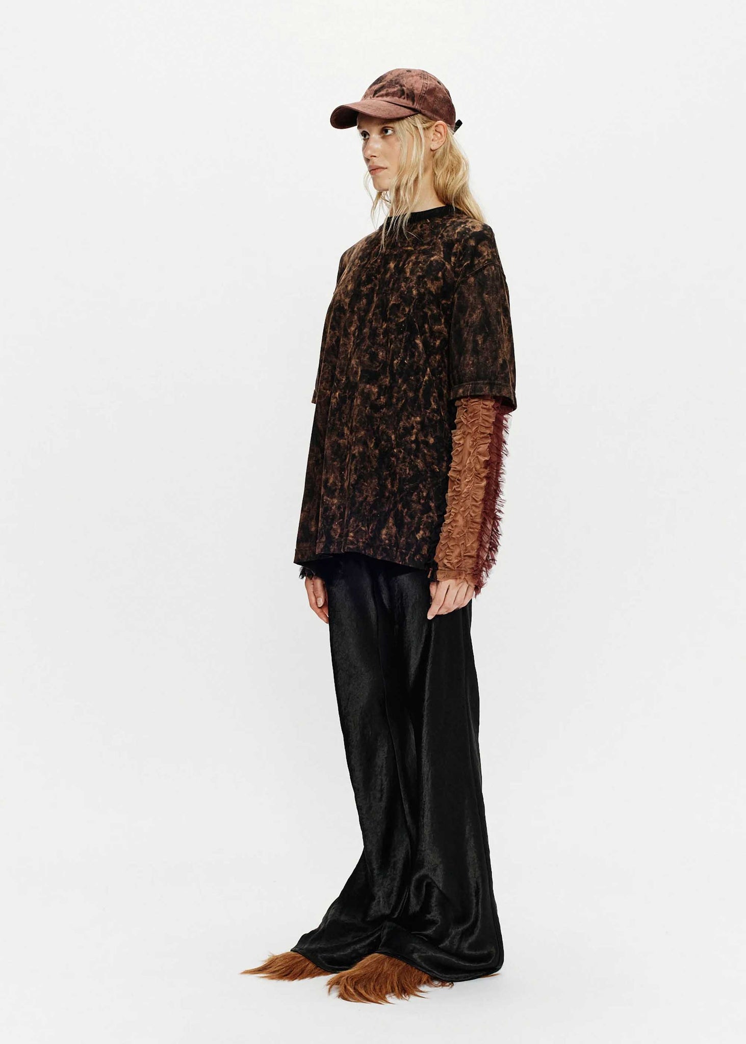 Black & Brown Chiffon Layered T-Shirt